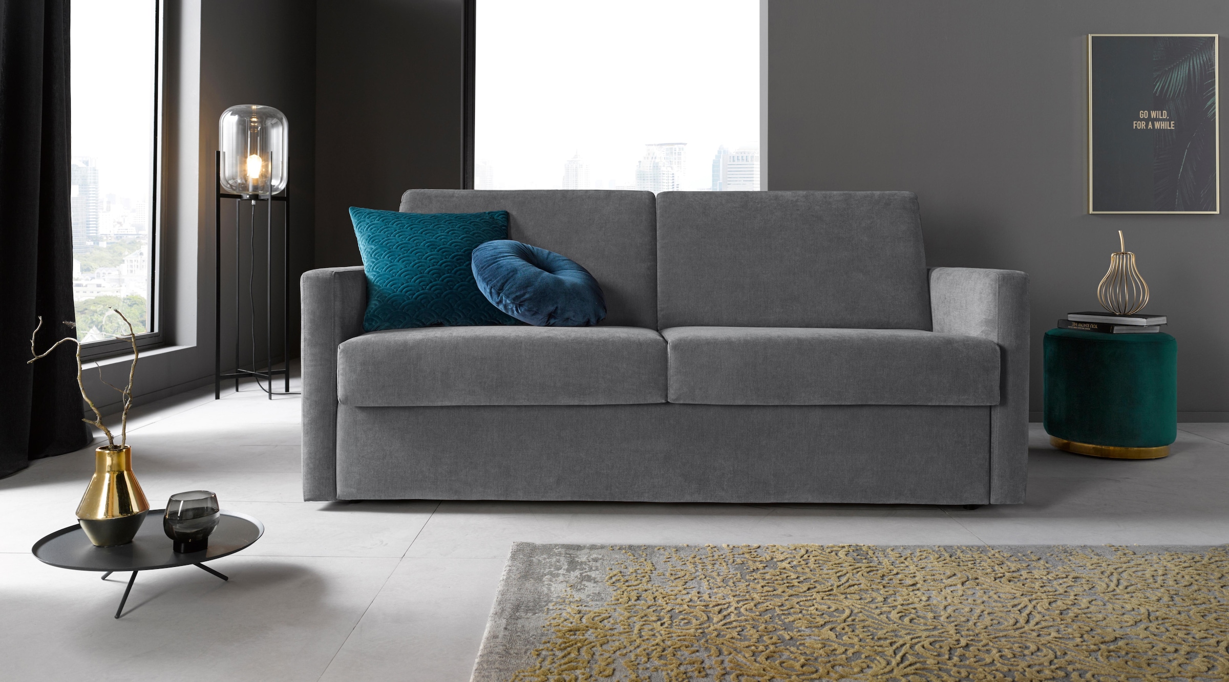 Places of Style Schlafsofa »GOLDPOINT 182cm, Dauerschläfer, Liegefläche 140/200 cm,«, 3-Sitzer mit Dauerschläfer-Funktion, Bonell-Federkernmatratze