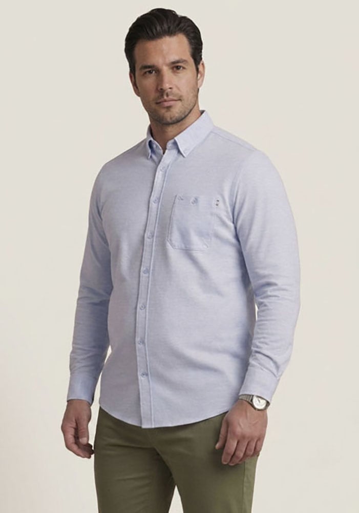 Mans World Plus Langarmhemd Regular Fit, mit normalem Hemdkragen, aus Baumwoll-Jersey