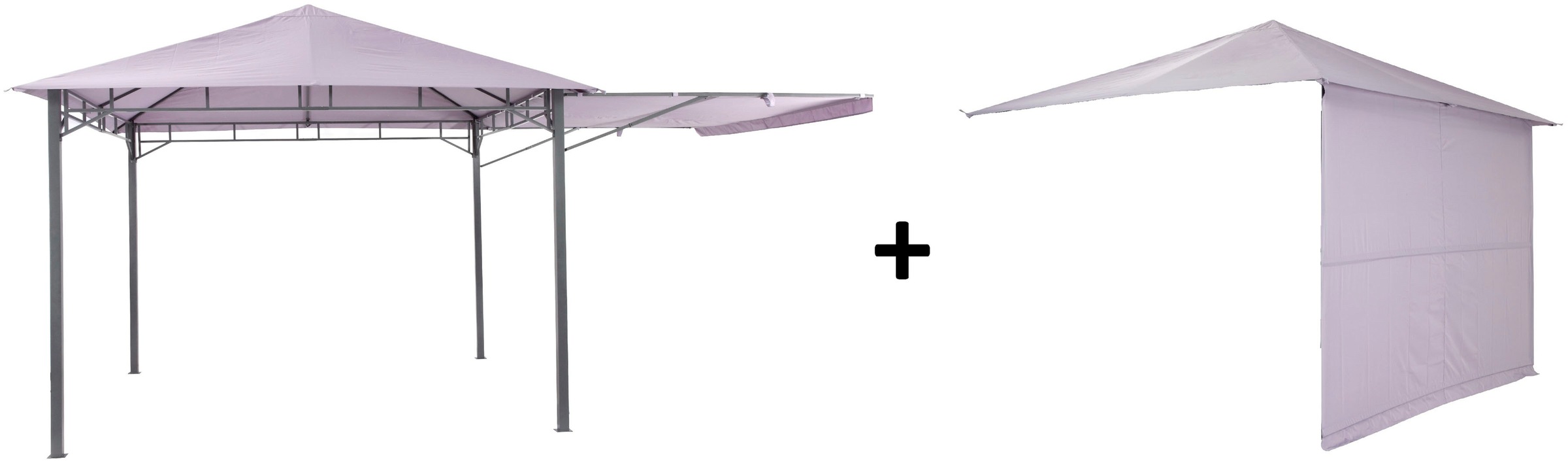 Tepro Pavillon "Lehua", (Set, inkl. Ersatzdach), BxTxH: 330x330x285 cm, Seitenteil als Markise ausklappbar