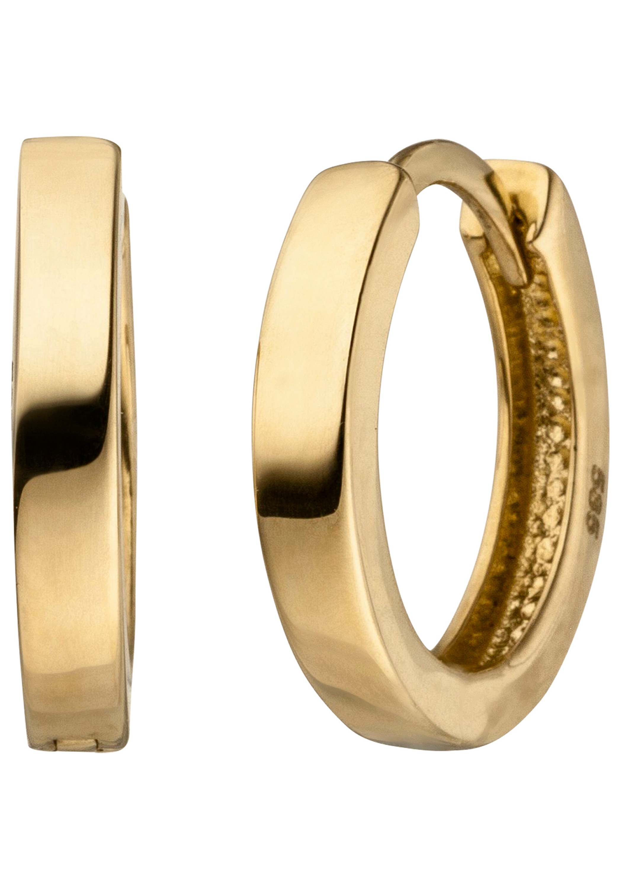 Paar Creolen JOBO, gelb (gelbgold 585), Ohrringe, Damen, 12,5mm, Gelbgold 585, 585 Gold 12,5 mm