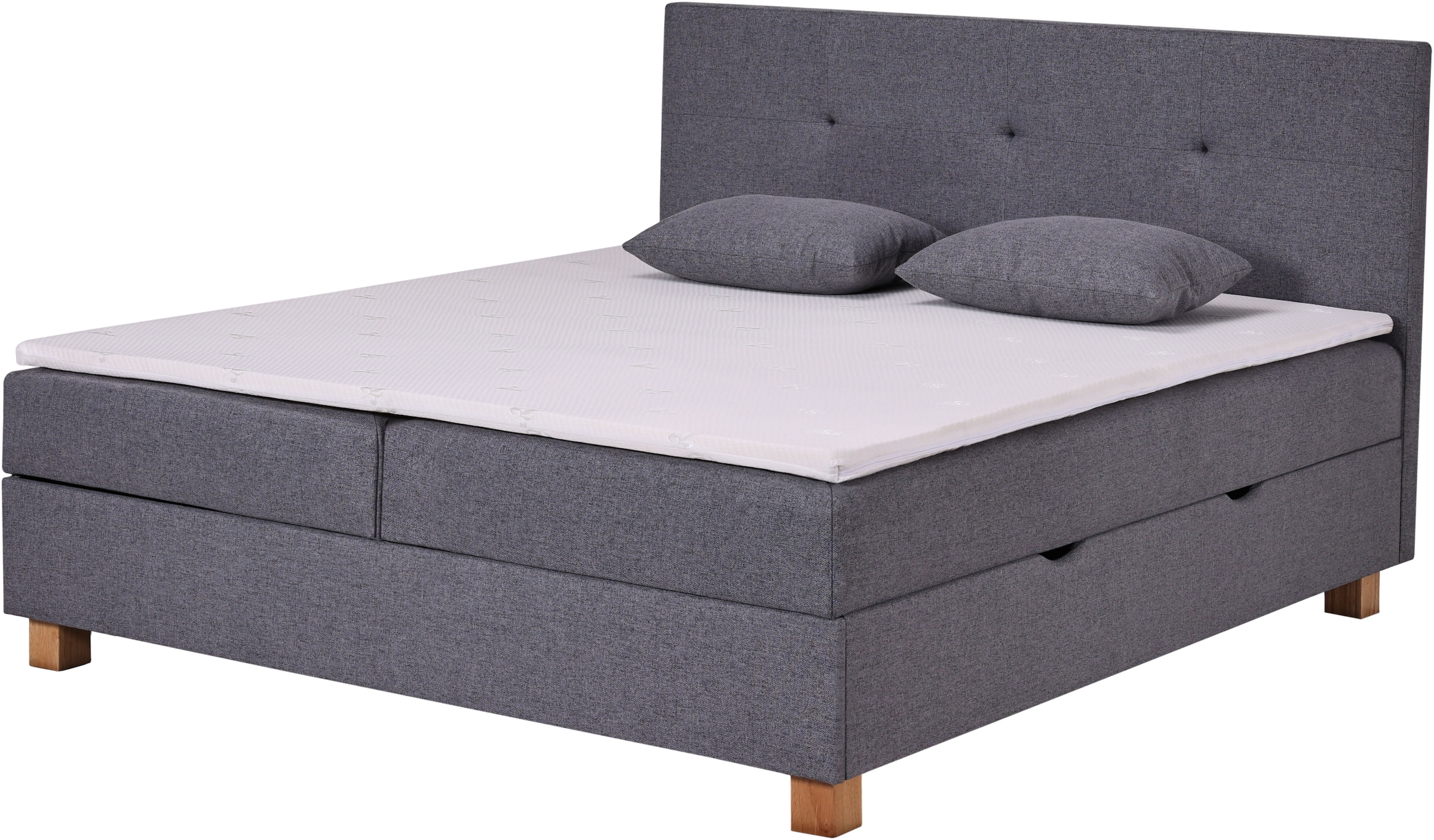 Home affaire Boxbett »Oyré inkl. Bettkasten, erhältlich in der Größe 180x200cm« mit Holzfüße in eichefarben