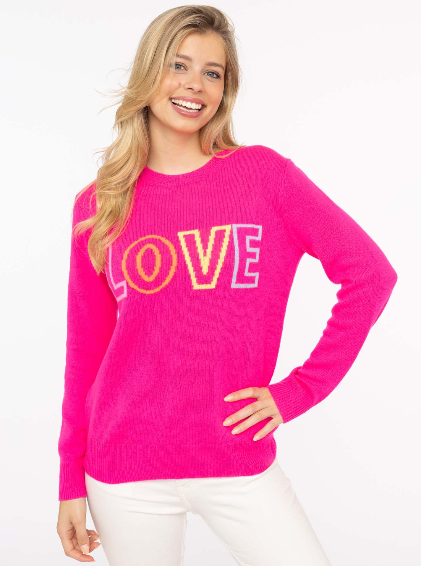 Zwillingsherz Kaschmirpullover ""LOVE" wording" Rundhals, mit LOVE Aufschri günstig online kaufen