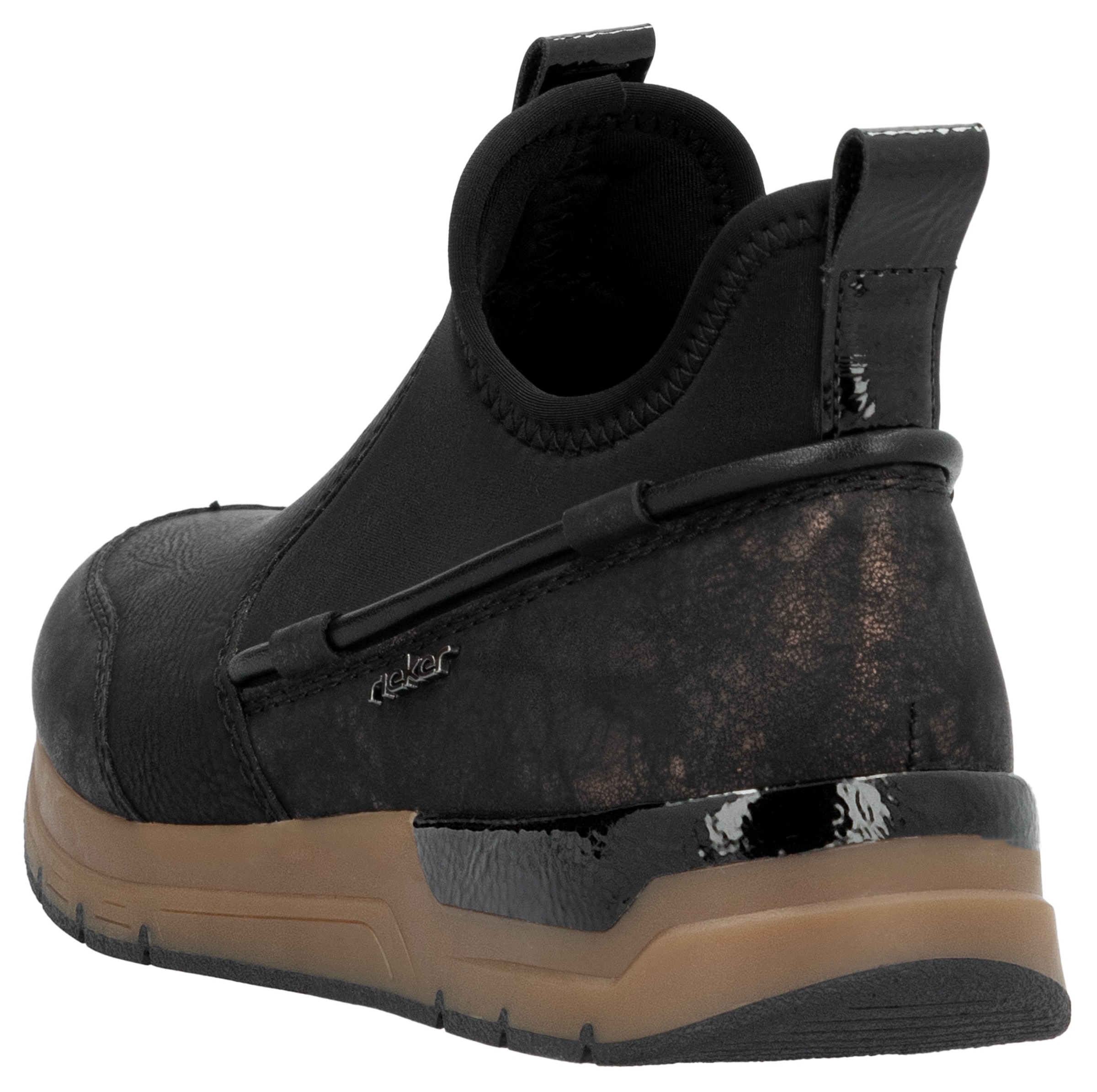 Rieker Slip-On Sneaker, Schlupfboots, High Top Sneaker, Herbstschuh mit Metallic-Schimmer