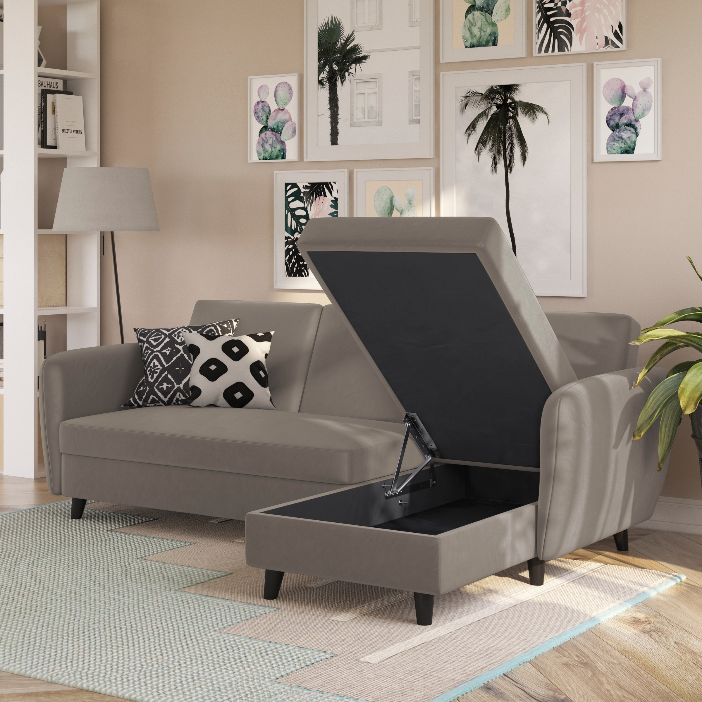 Dorel Home Ecksofa »Perry, L-Form,«, Rückenlehne, verschiedene Farbvarianten, Sitzhöhe 43 cm, Breite 219 cm