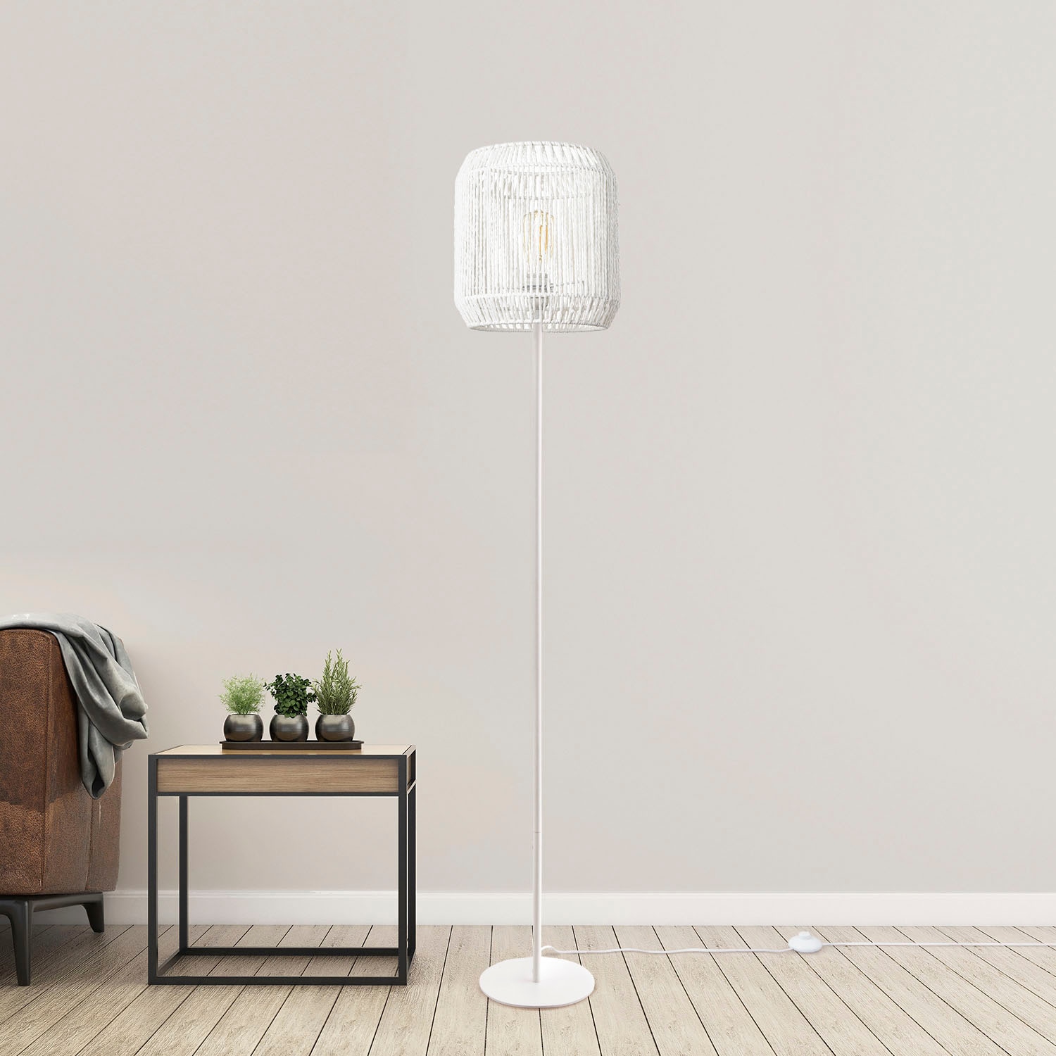 Paco Home Stehlampe »Pedro«, 1 flammig, Leuchtmittel E27 | ohne Leuchtmittel, moderne LED Lampe in Boho Optik, Wohnzimmer, Schlafzimmer, Fassung E27
