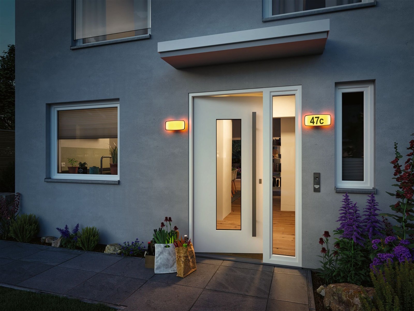 Paulmann LED Außen-Wandleuchte »Hausnummernleuchte IP44276x73mm 6,5W 430lm 230V Anthrazit Kunststoff«, 1 flammig-flammig, Smart Home Zigbee 3.0 Dämmerungssensor Tunable Warmwhite