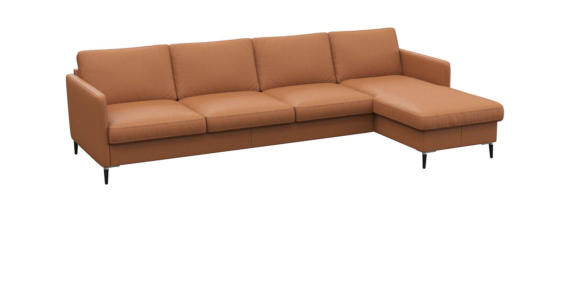 FLEXLUX Ecksofa »Fiore, L-Form, bequem und komfortabel durch hochwertigem Sitzaufbau«, schmale Armlehnen, Kaltschaum, Füße Alu+schwarz