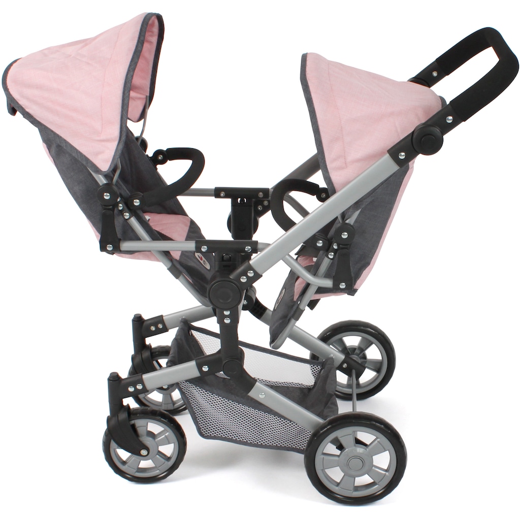 CHIC2000 Puppen-Zwillingsbuggy »Linus Duo, Grau-Rosa«