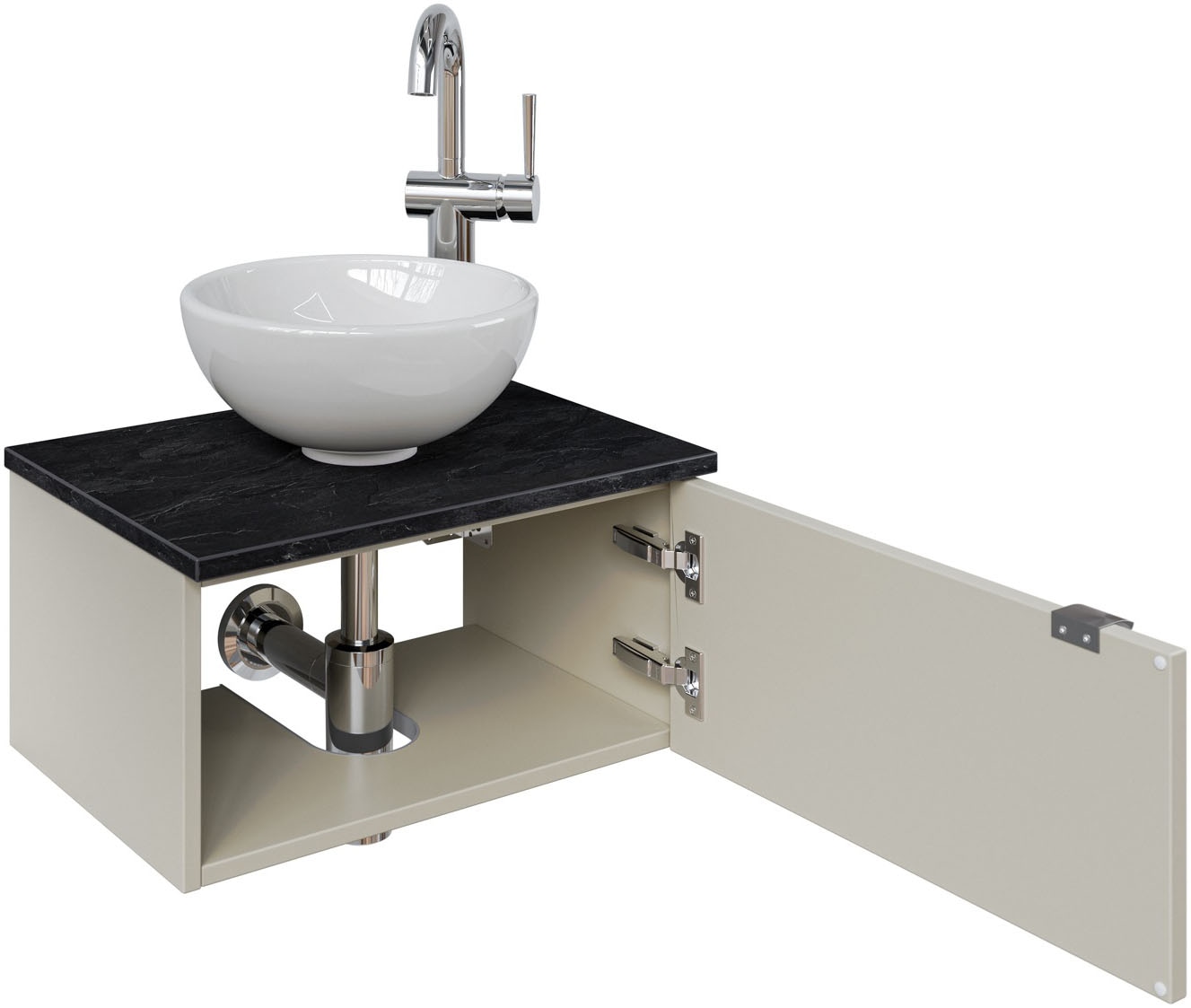 Saphir Waschtisch »Serie 6915 Waschschale mit Unterschrank für Gästebad, Gäste WC«, 51 cm mit Keramik-Aufsatzbecken und 1 Tür