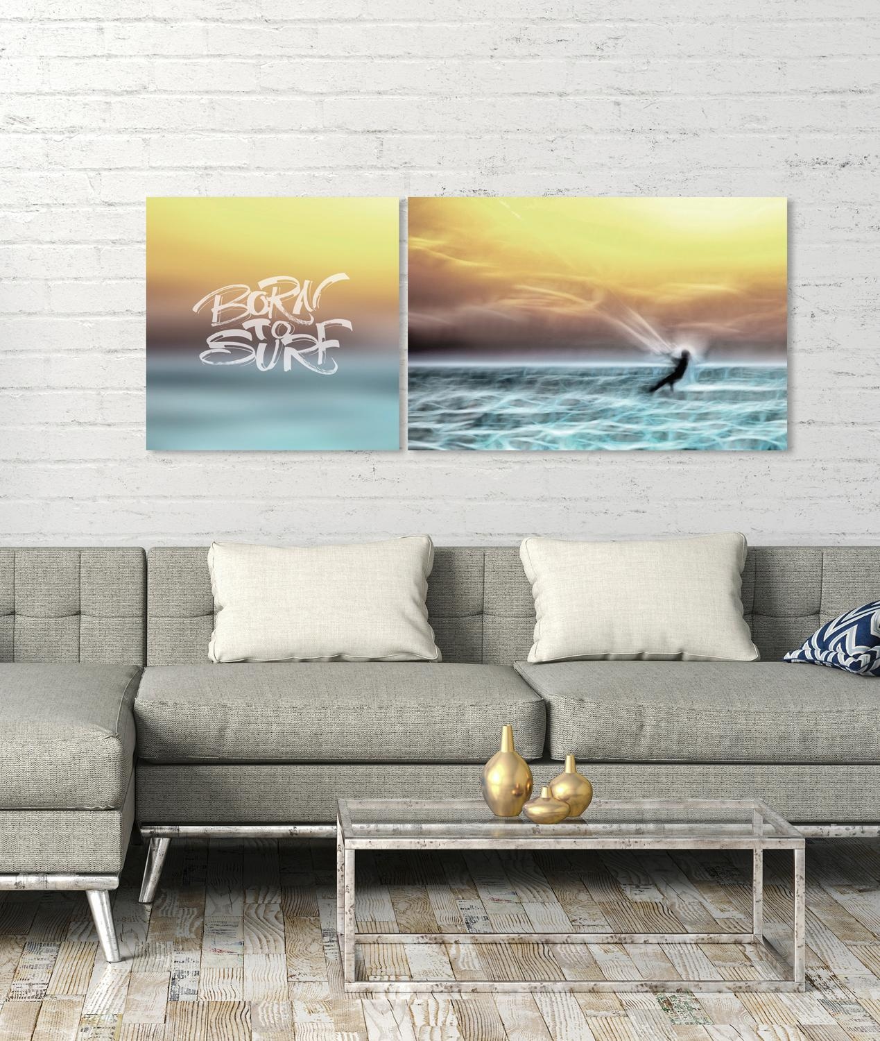 queence Leinwandbild "Born to Surf", (Set), 2er-Set günstig online kaufen