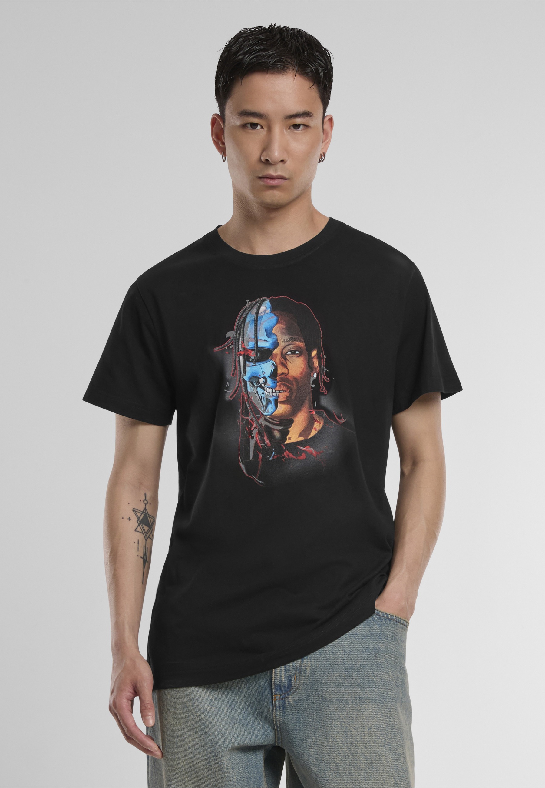 MisterTee T-Shirt »MisterTee Herren Half Face Tee« 1 Stk.