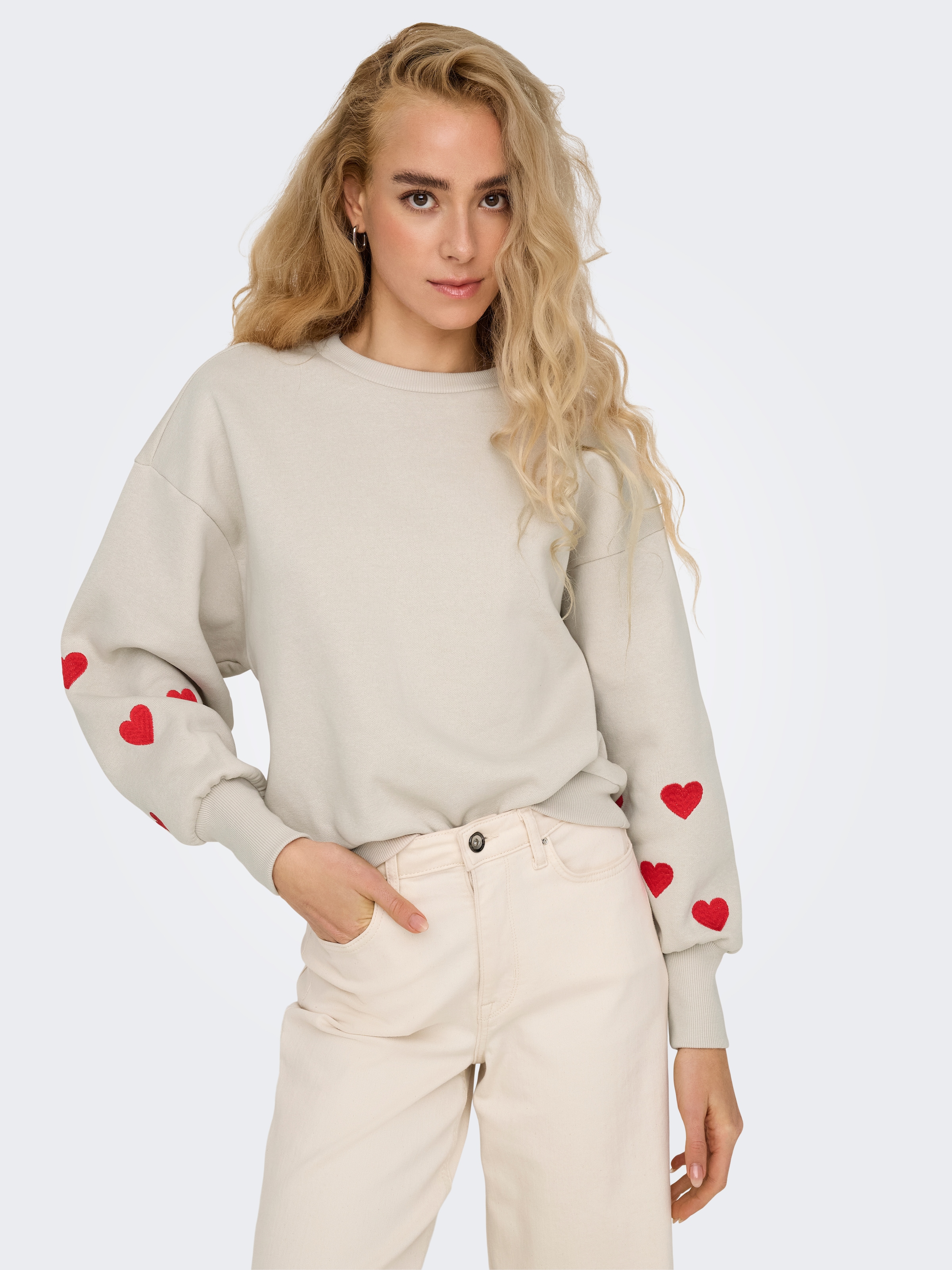 Sweatshirt »ONLBECCA L/S O-NECK SWT«, mit Stickerei