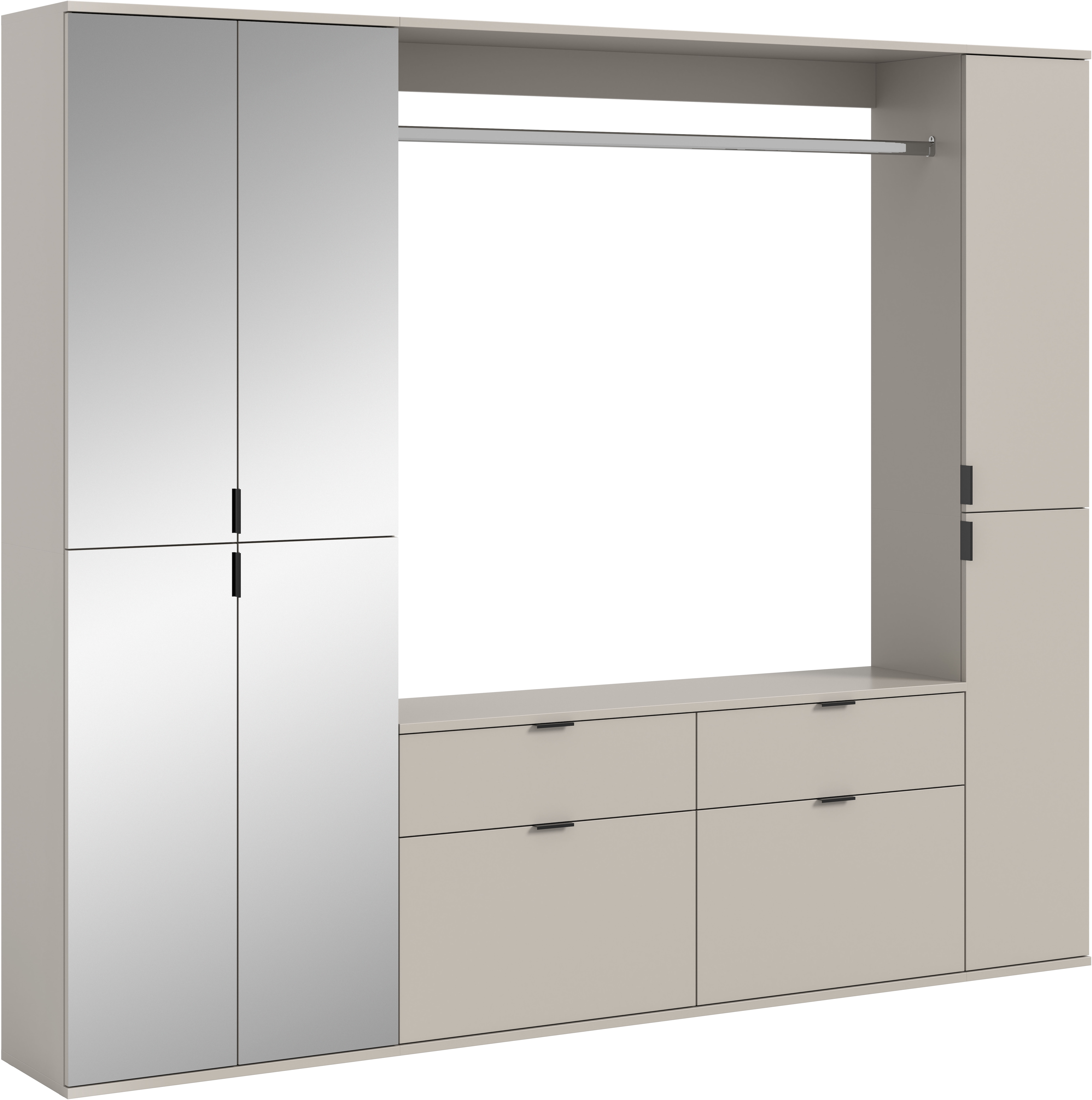 Home affaire Garderoben-Set "TRONDHEIM, 5-teilig, Breite 212cm, individuell platzier- & erweiterbar" Set, bestehend aus: 2x Garderobenschrank & 3-tlgs. Zwischenbauelement, 4 Stk. tlg.