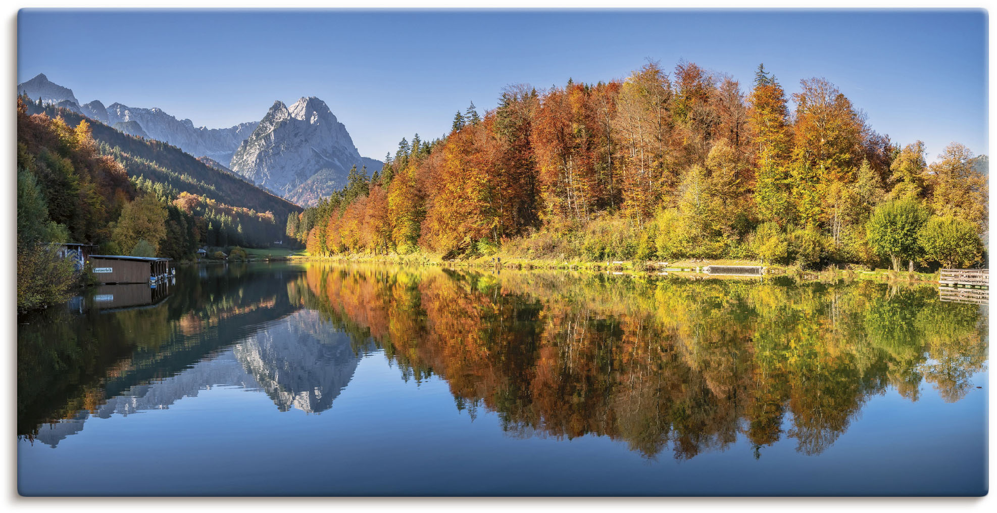 Artland Leinwandbild "Riessersee Bayern" Seebilder 1 Stk. tlg. auf Holzrahmen gespannt