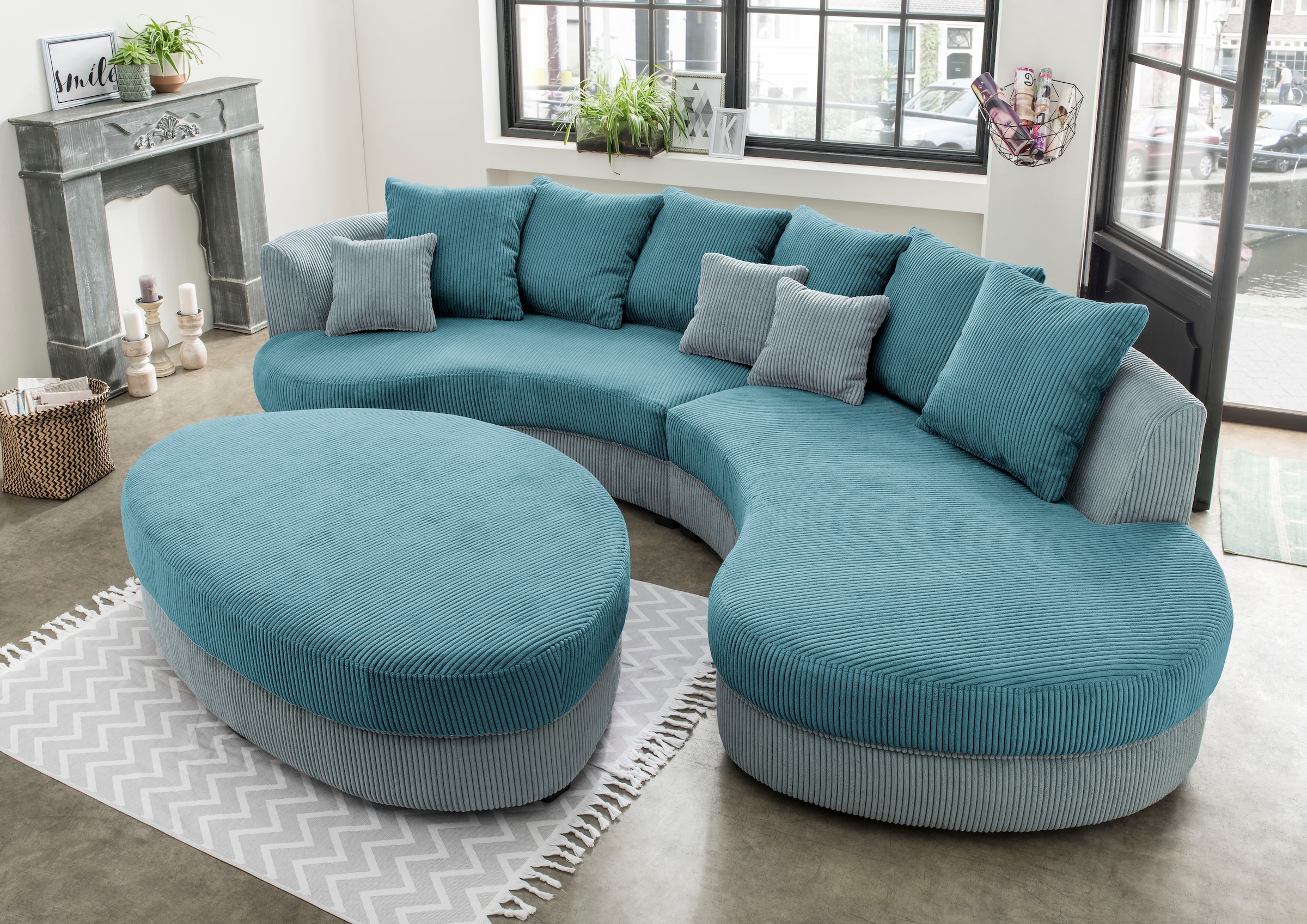 Home affaire Ecksofa "Lazio modern und bequem, schmale Armlehnen, tolle Detailverarbeitung" zwei verschiedene Fußfarben wählbar