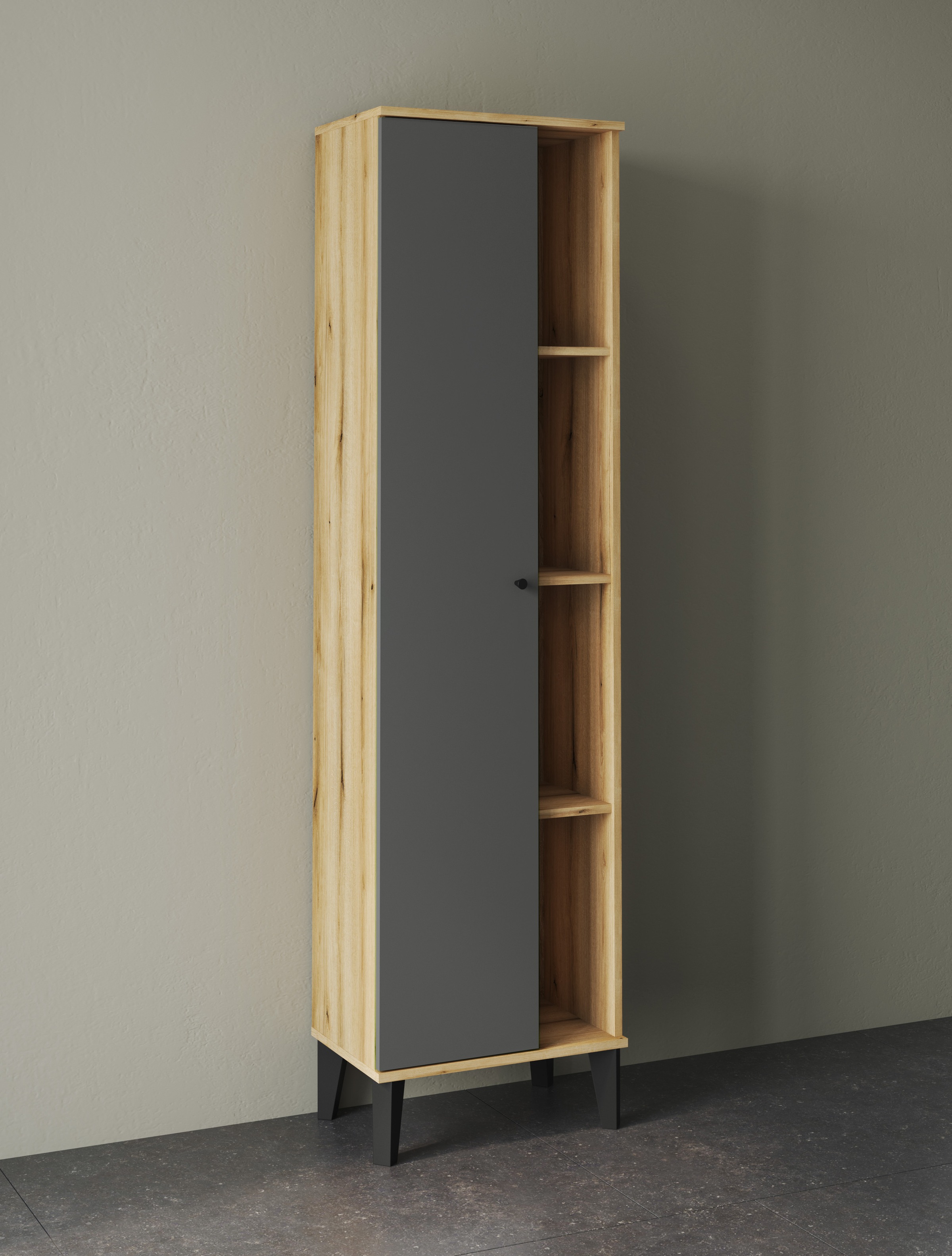 Home affaire Stauraumschrank "Oslo, Badschrank mit Knopfgriff, Hochschrank günstig online kaufen