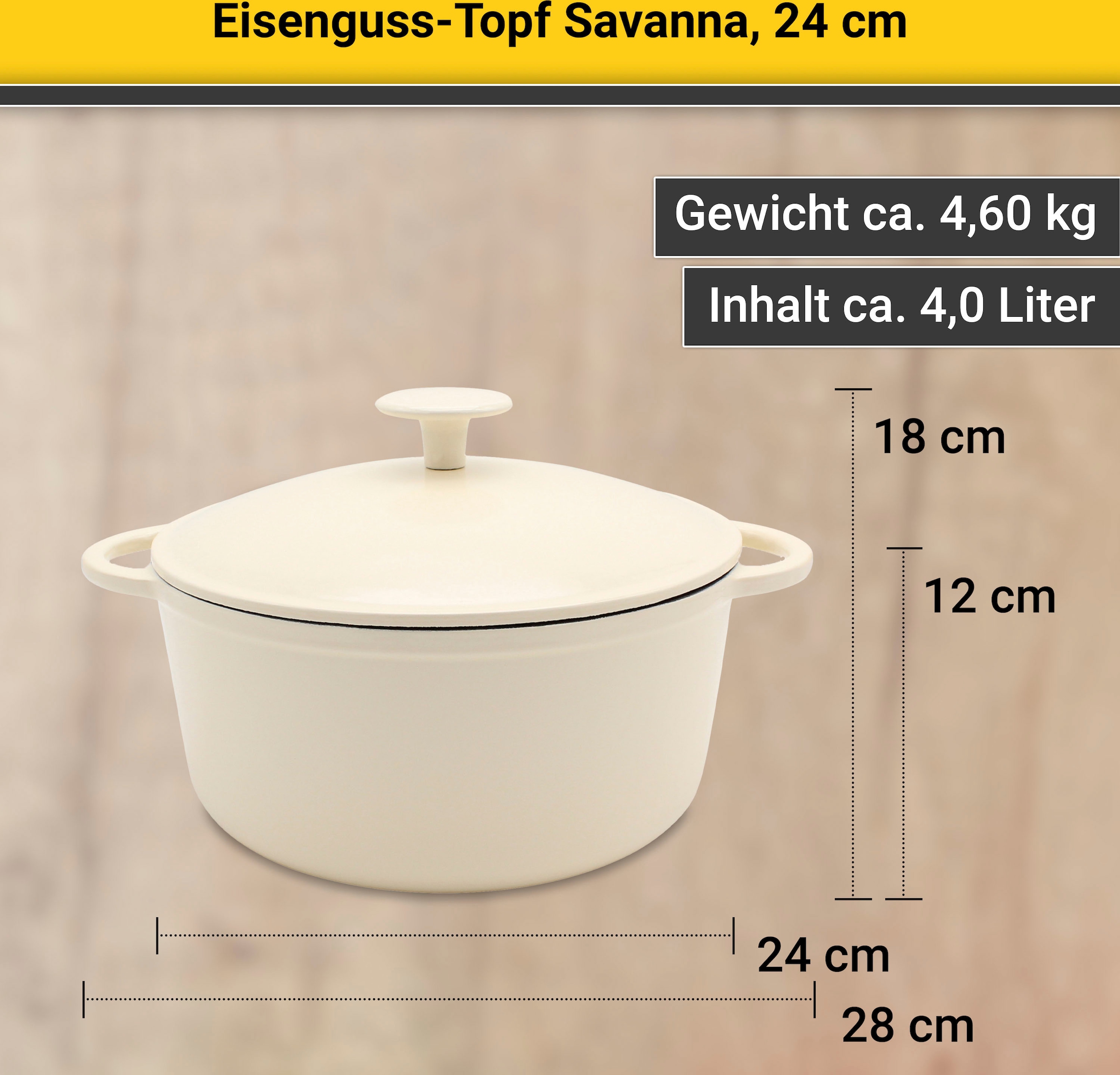 »Savanna«, 24 Fleischtopf BAUR kaufen Ø Krüger cm, Eisenguss, | Induktion