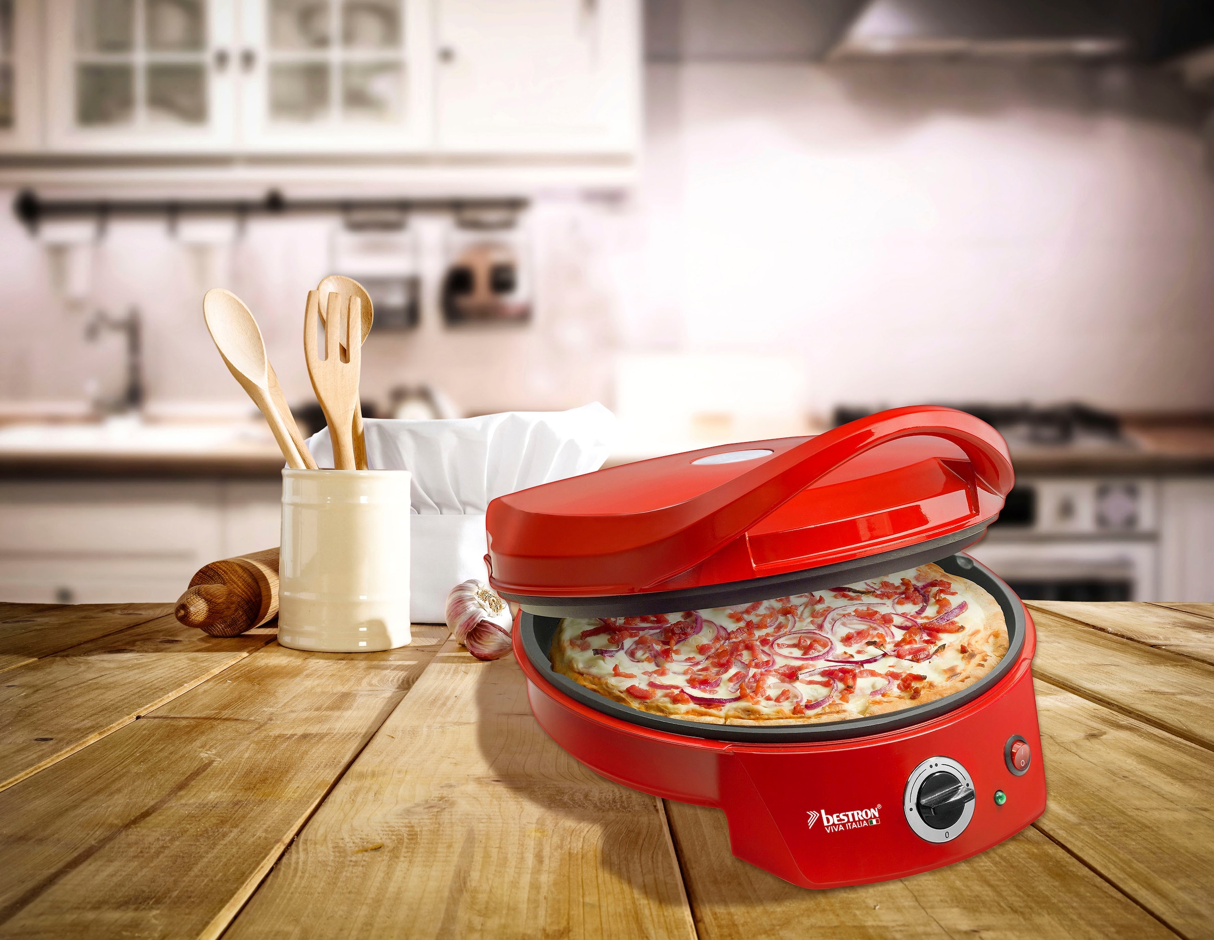 bestron Pizzaofen »APZ400 Viva Italia«, Ober-/Unterhitze, Bis max. 180°C, 1800 Watt, Rot