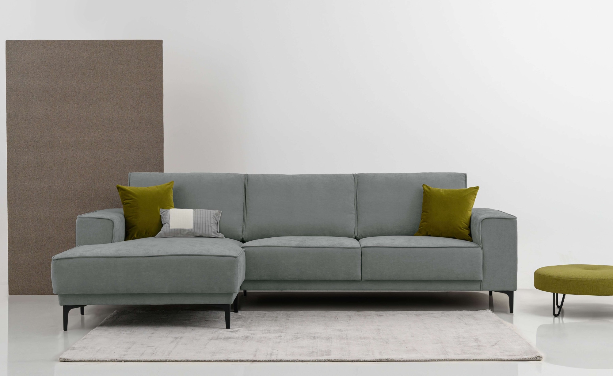 OTTO home Ecksofa "OLAND Struktur fein L-Form, B: 280 cm, Skandi-Design" L-Form, 280 cm, Wellenunterfederung, Skandi-Design, Metallfüße
