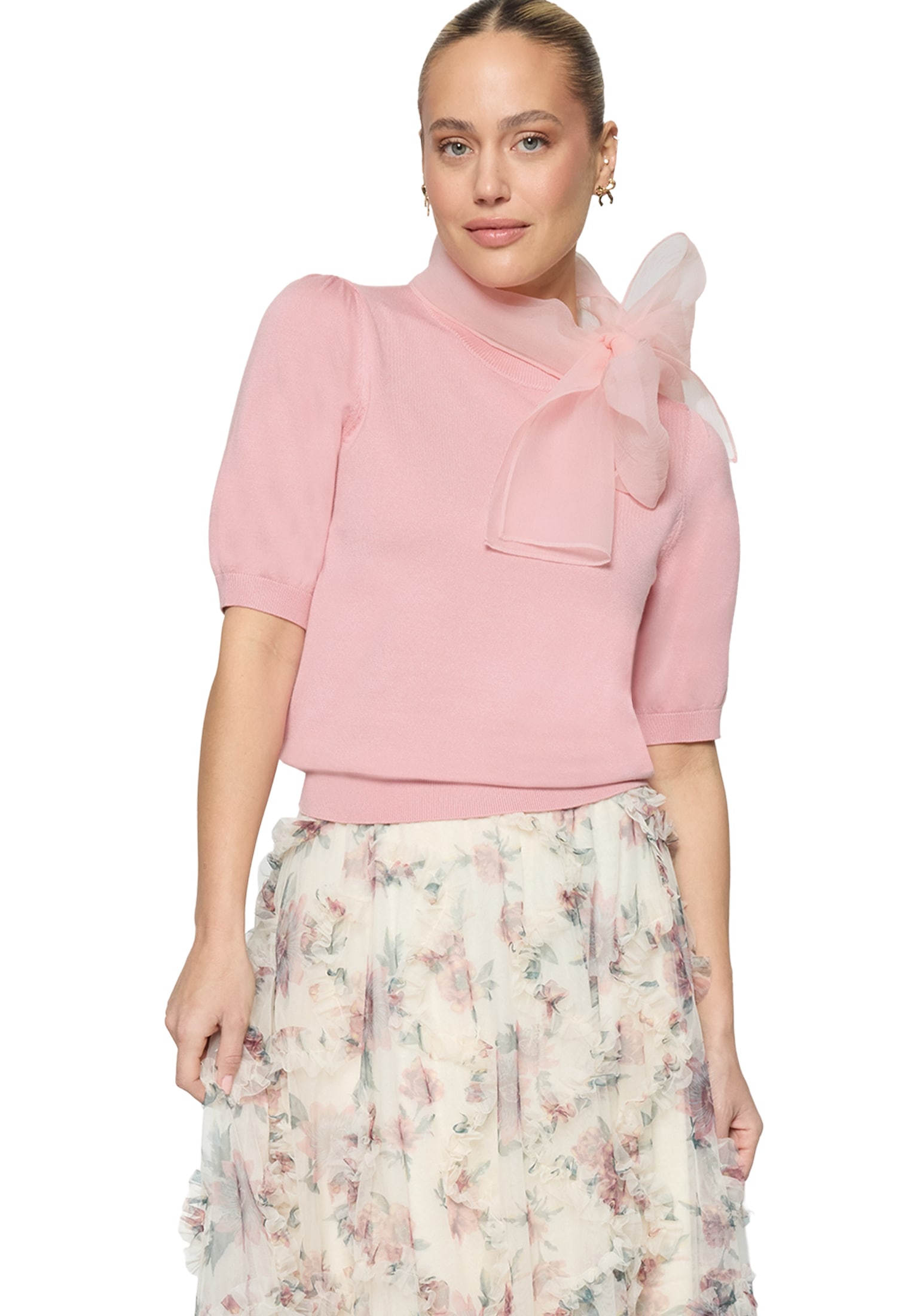 Zero Kurzarmshirt »Damen mit Schleife« 1 drapiert / gerafft