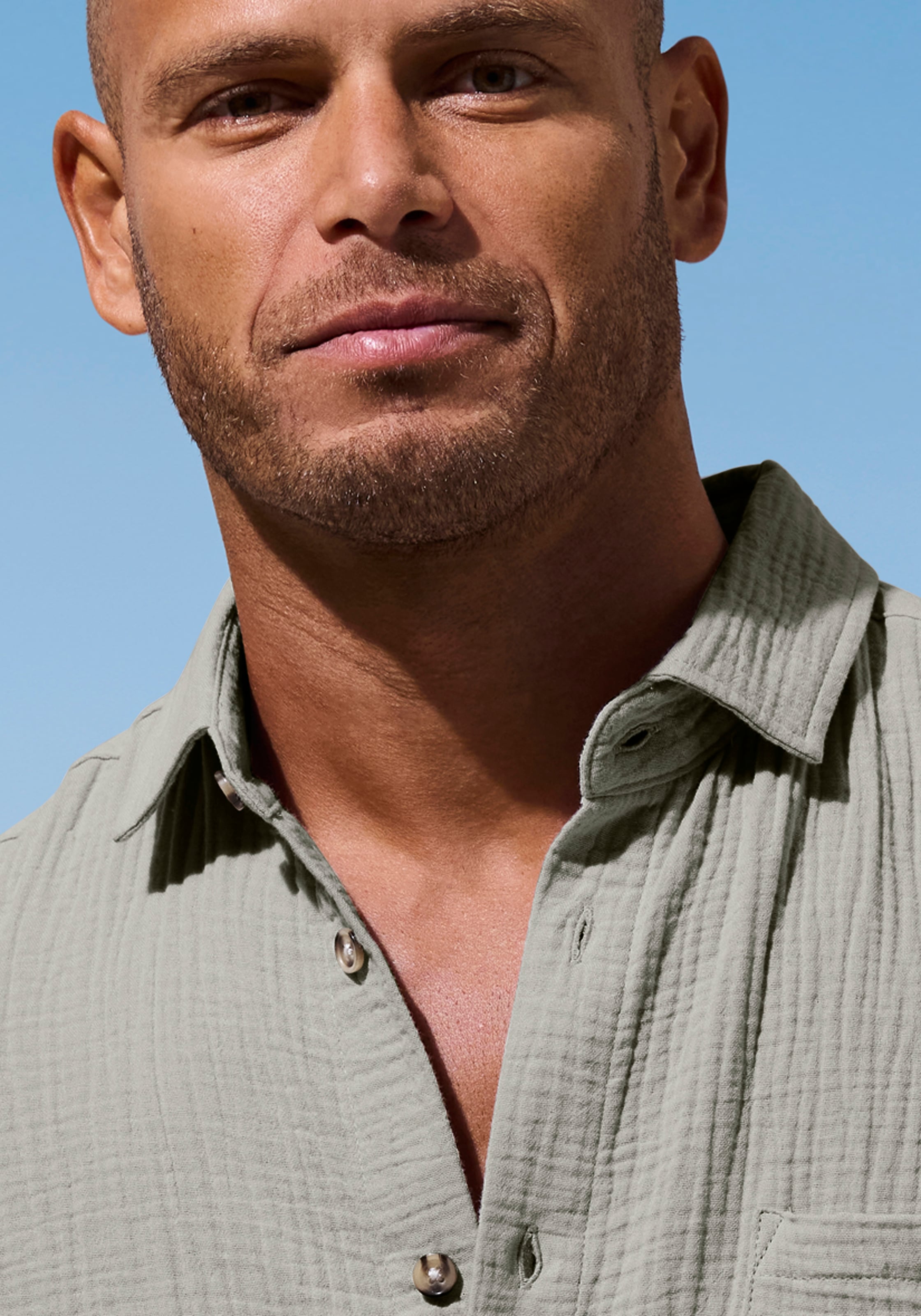 Beachtime Langarmhemd »Regular fit« Langarm, Freizeithemd aus Musselin-Ware