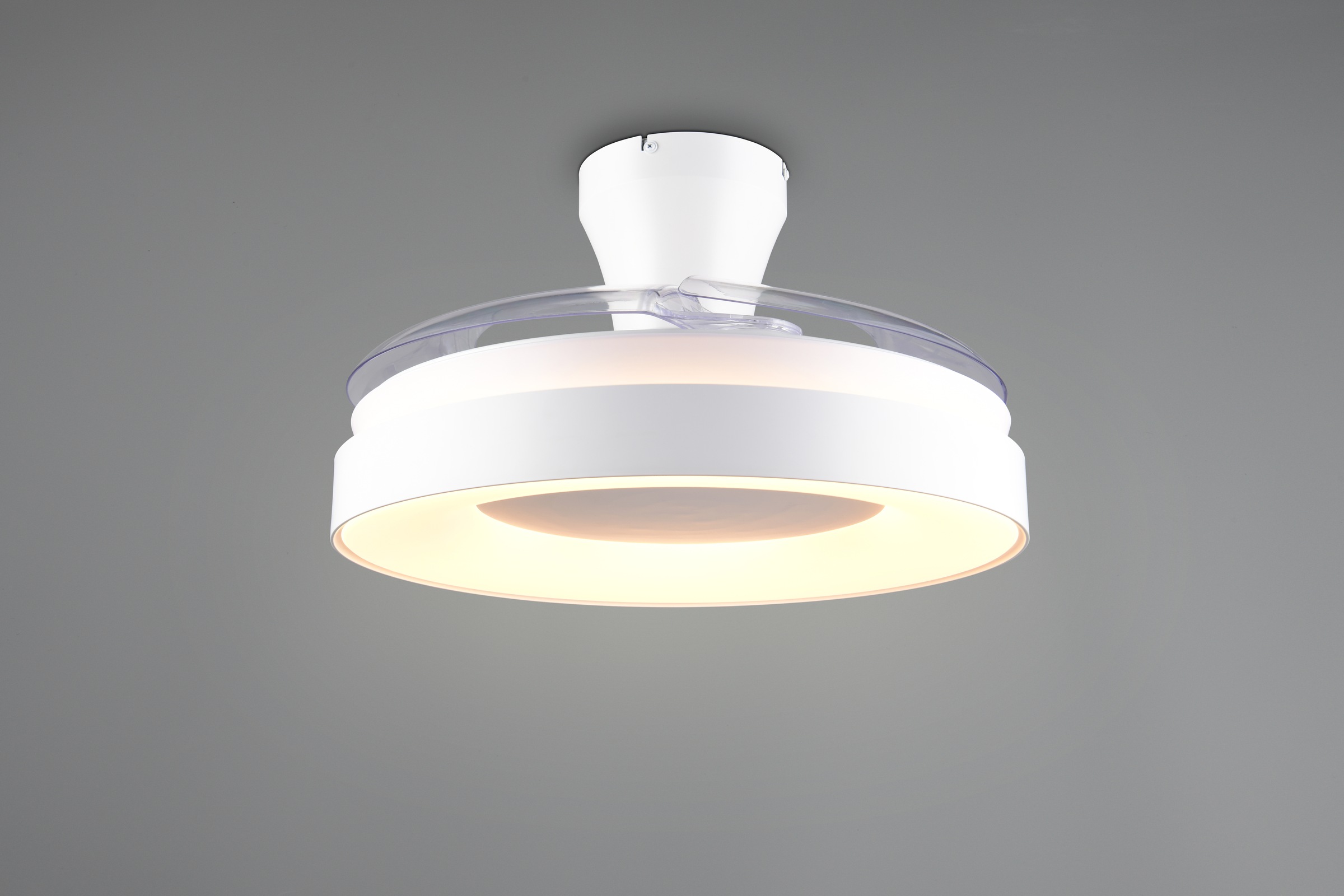 REALITY Leuchten LED Deckenleuchte »VANSBRO mit Ventilator, Deckenventilator mit ausklappbaren Flügeln 30W« LED-Board 1 Stk. Farbwechsler | warmweiß - kaltweiß Ø 49-106 cm (aufgeklappt), 6 Stufen, LED 32W CCT dimmbar Timer Fernb.