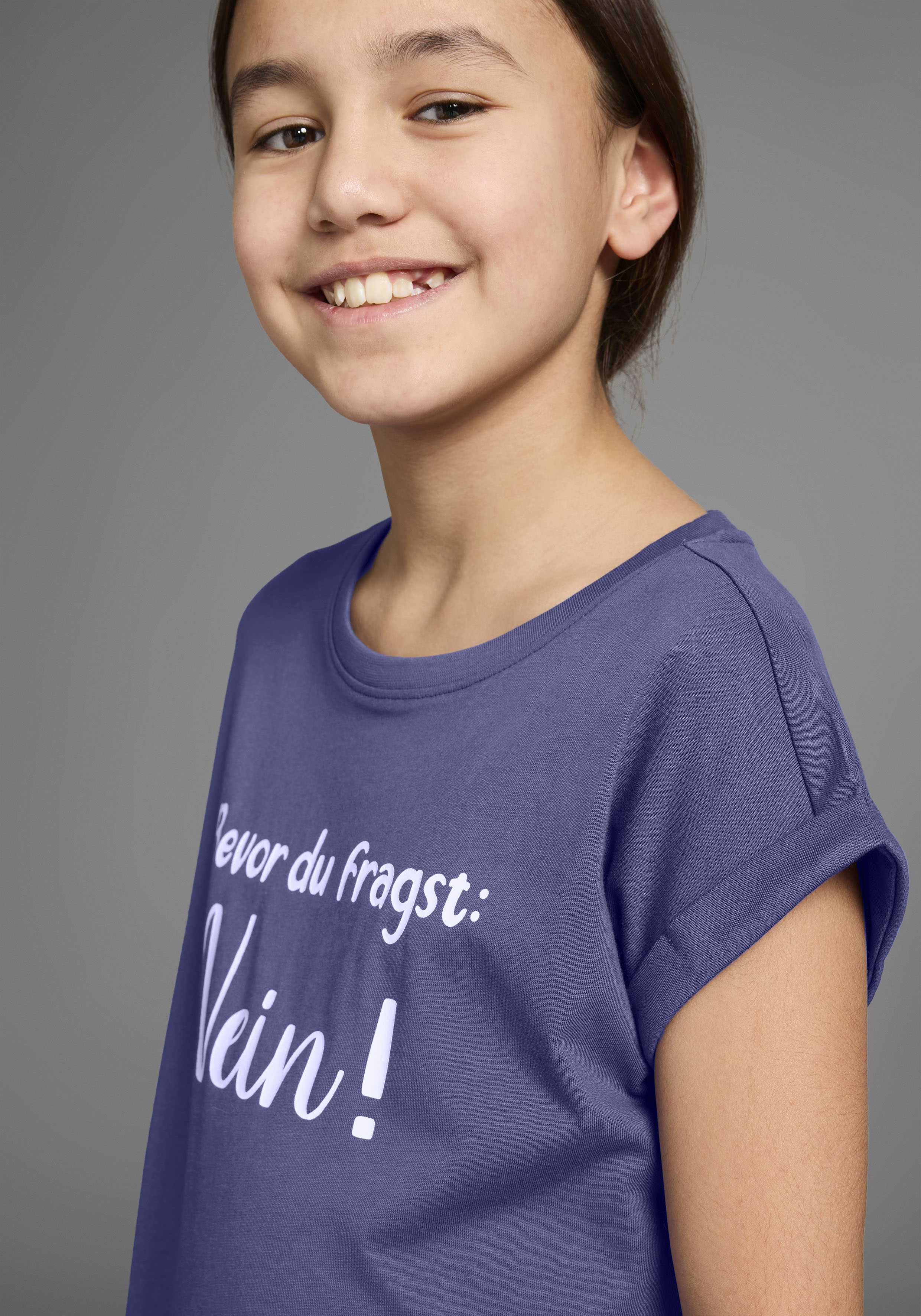 Thumbnail - KIDSWORLD T-Shirt "Bevor Du fragst: NEIN" Kurzarm, mit Print, Rundhalsausschnitt