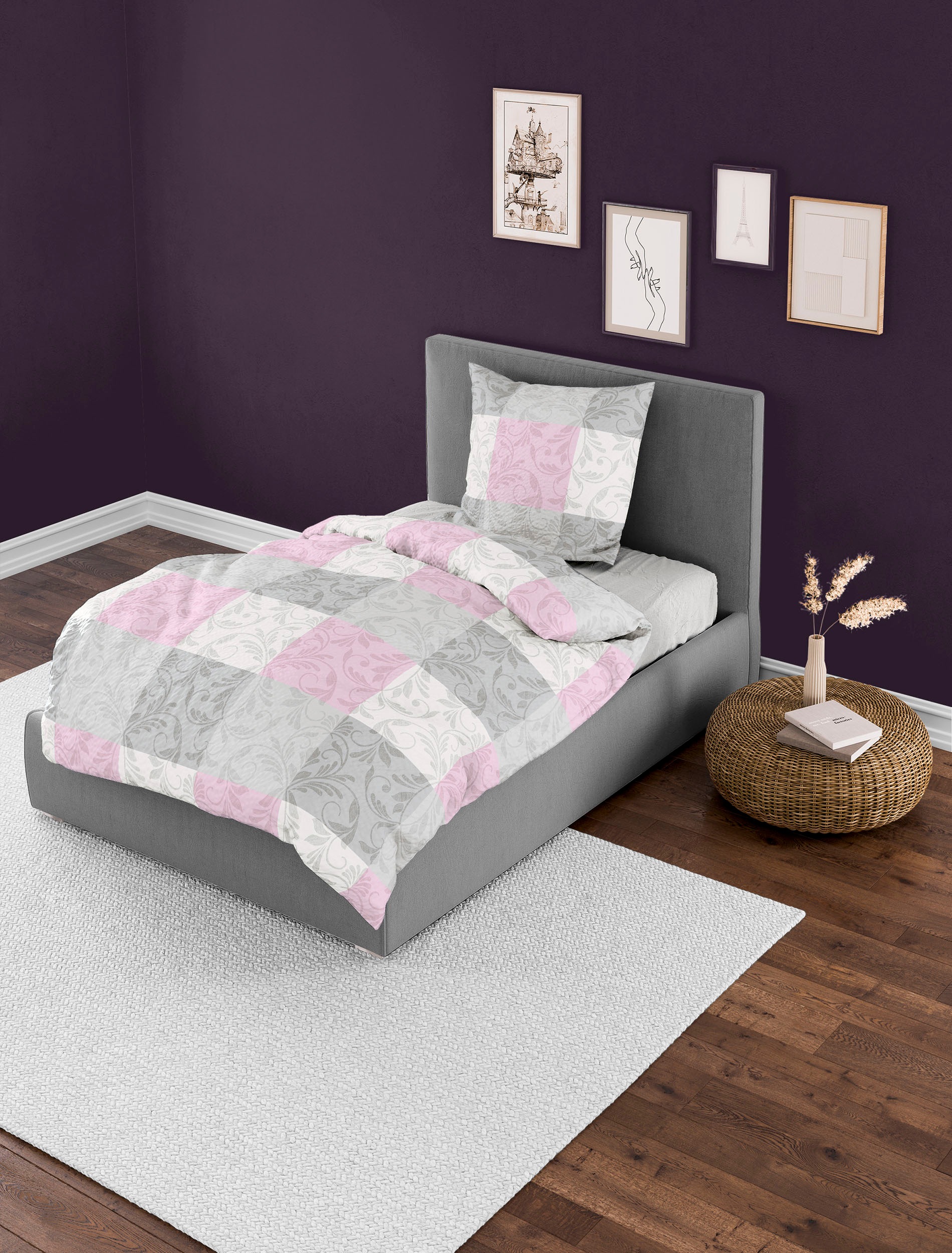 BIERBAUM Bettwäsche "3092" 2 Stk. Biber, 100 % Baumwolle, pflegeleicht, kus günstig online kaufen