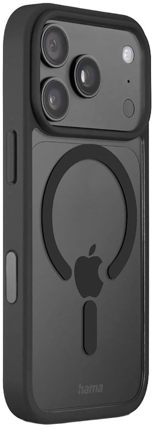 Hama Smartphone-Hülle »Handyhülle magnetisch für Apple iPhone 17Pro 18Pro SchwarzTransparent« Magnetisch, Kamerataste abgedeckt, rutschhemmend, erhöhter Rand
