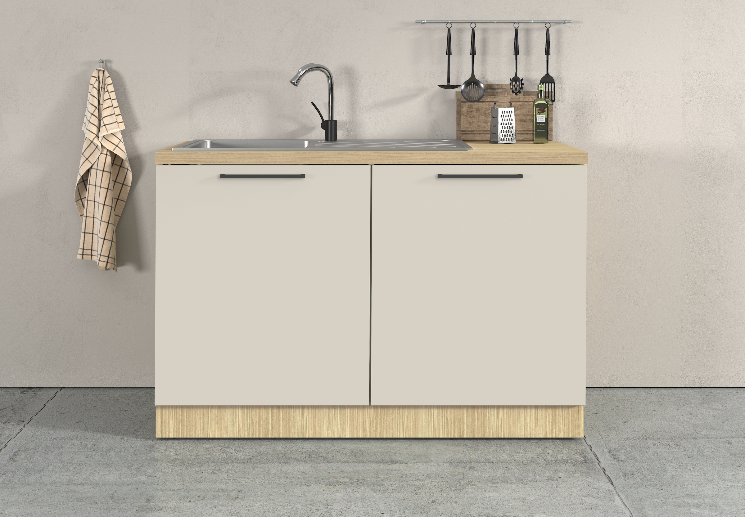 KOCHSTATION Spülenschrank »Luna, Unterschrank für Spüle, Küchenspülenschrank, Made in  Italy« B/T/H: 120×60×85 cm, inklusive Einbauspüle und Siphon