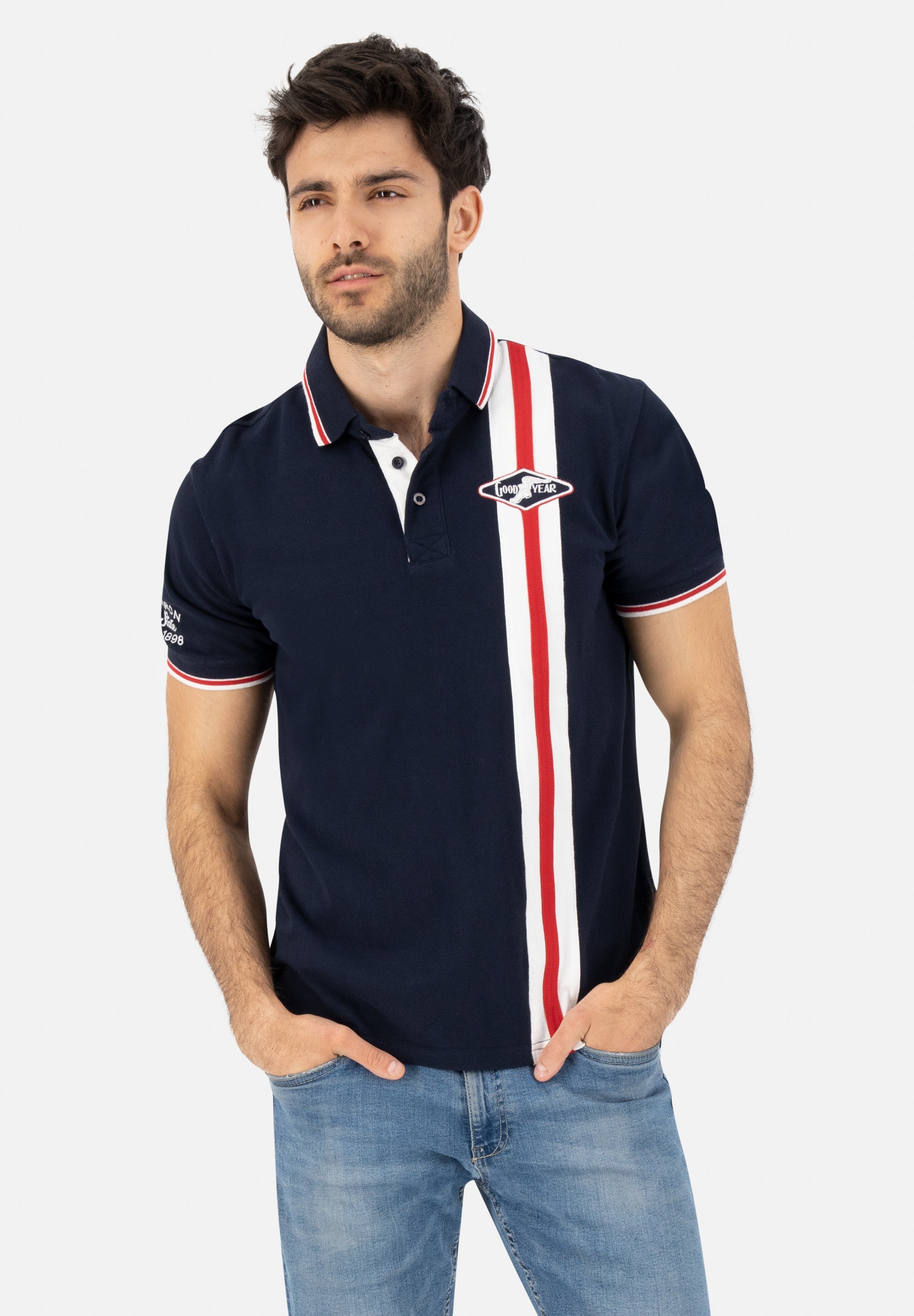 Goodyear Poloshirt, mit modischer Flaggen-Applikation kaufen