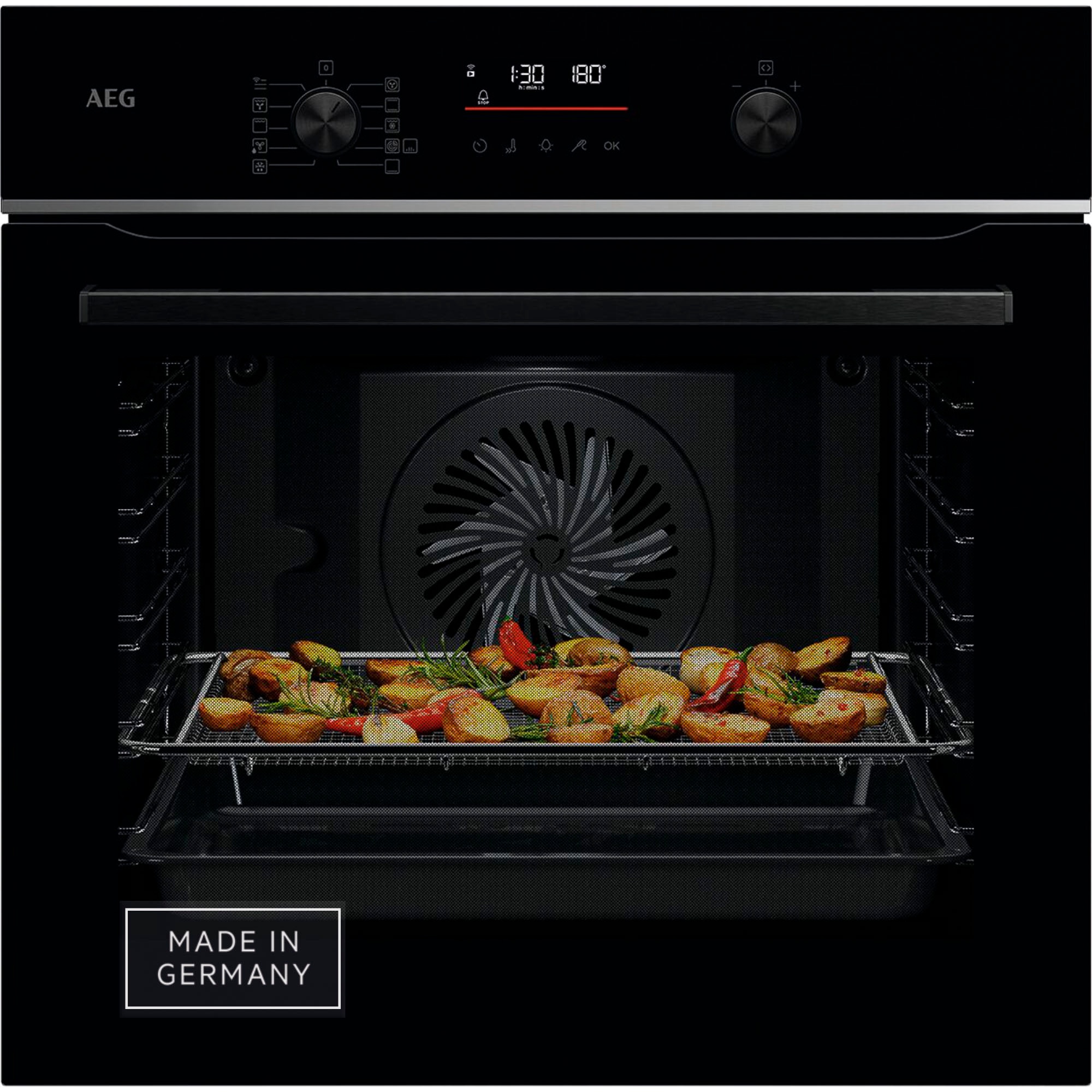 AEG Backofen-Set »HH24BSPIL«, mit 1-fach-Teleskopauszug, Pyrolyse-Selbstreinigung, WiFi, AirFry-Funktion, Kerntemperatursensor, Touch, Made in Germany