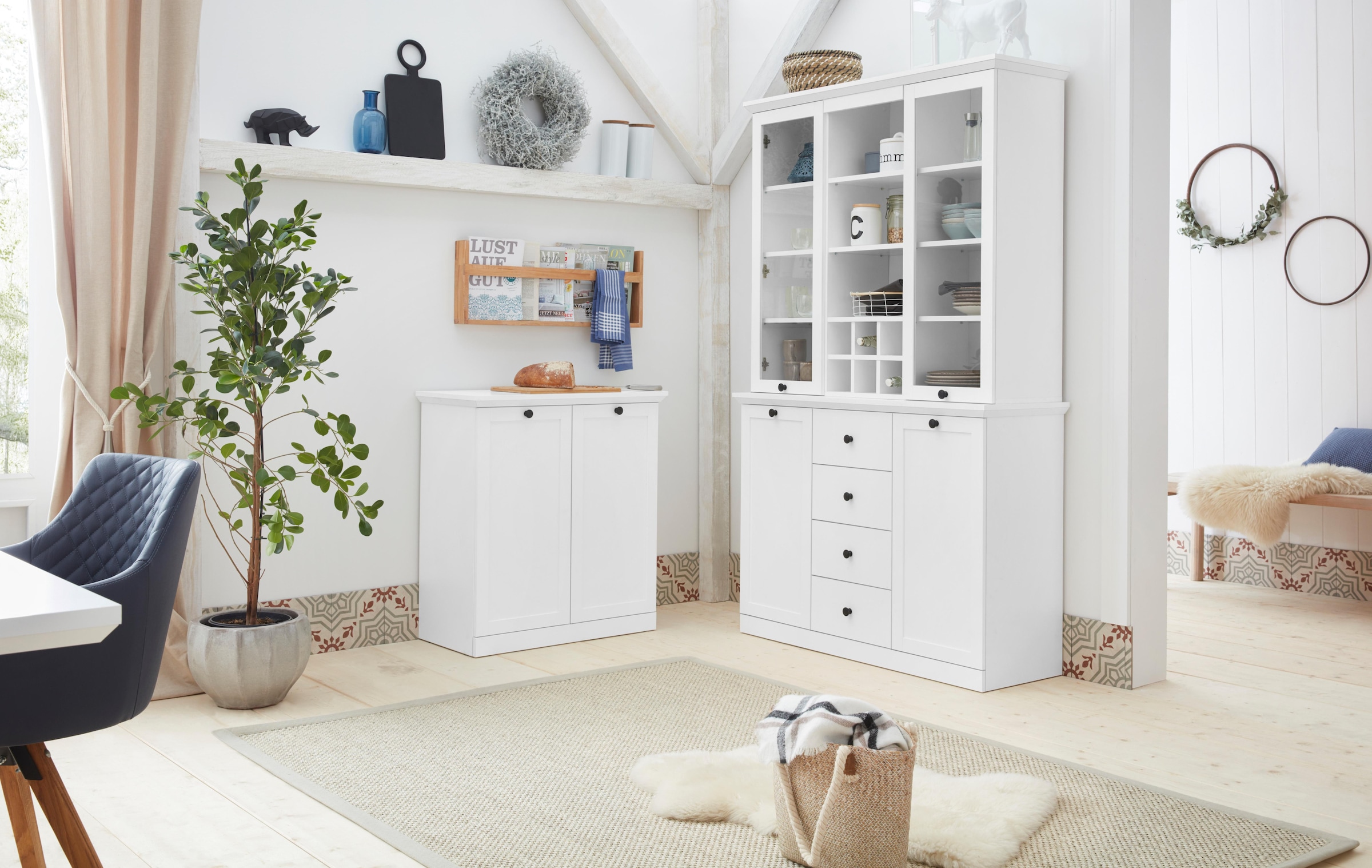 trendteam Buffet »Baxter«, bestellen BAUR zeitloser optional Beleuchtung Vollauszug, | mit Landhausstil