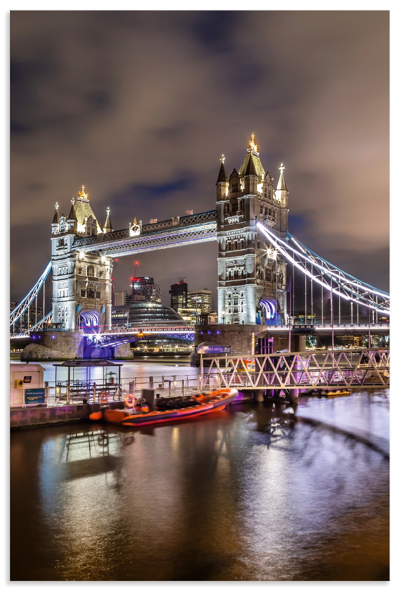 Wandbild ARTLAND "LONDON Tower Bridge im Abendlicht", farbe bild(er): rot, B:40cm H:60cm, Alu Dibond, Bilder, als Alubild, Leinwandbild, Poster, Wandaufkleber in verschied. Größen