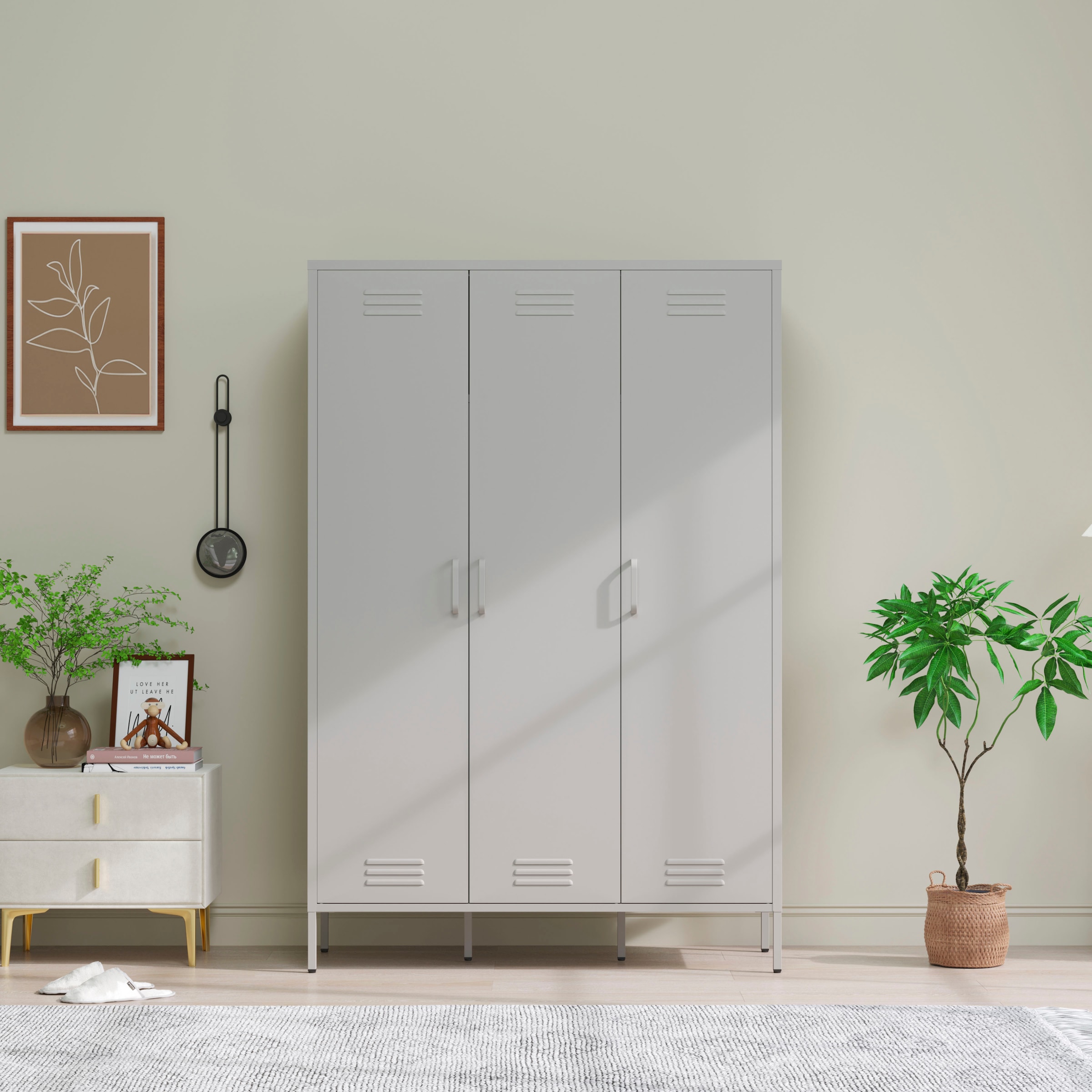 OTTO home Kleiderschrank »Siena Schrank Spind Metallschrank mit 3 Türen« Ideal für jeden Wohnraum - Trendsetter,  Zeitloser Schlafzimmerschrank Garderobe Multischrank