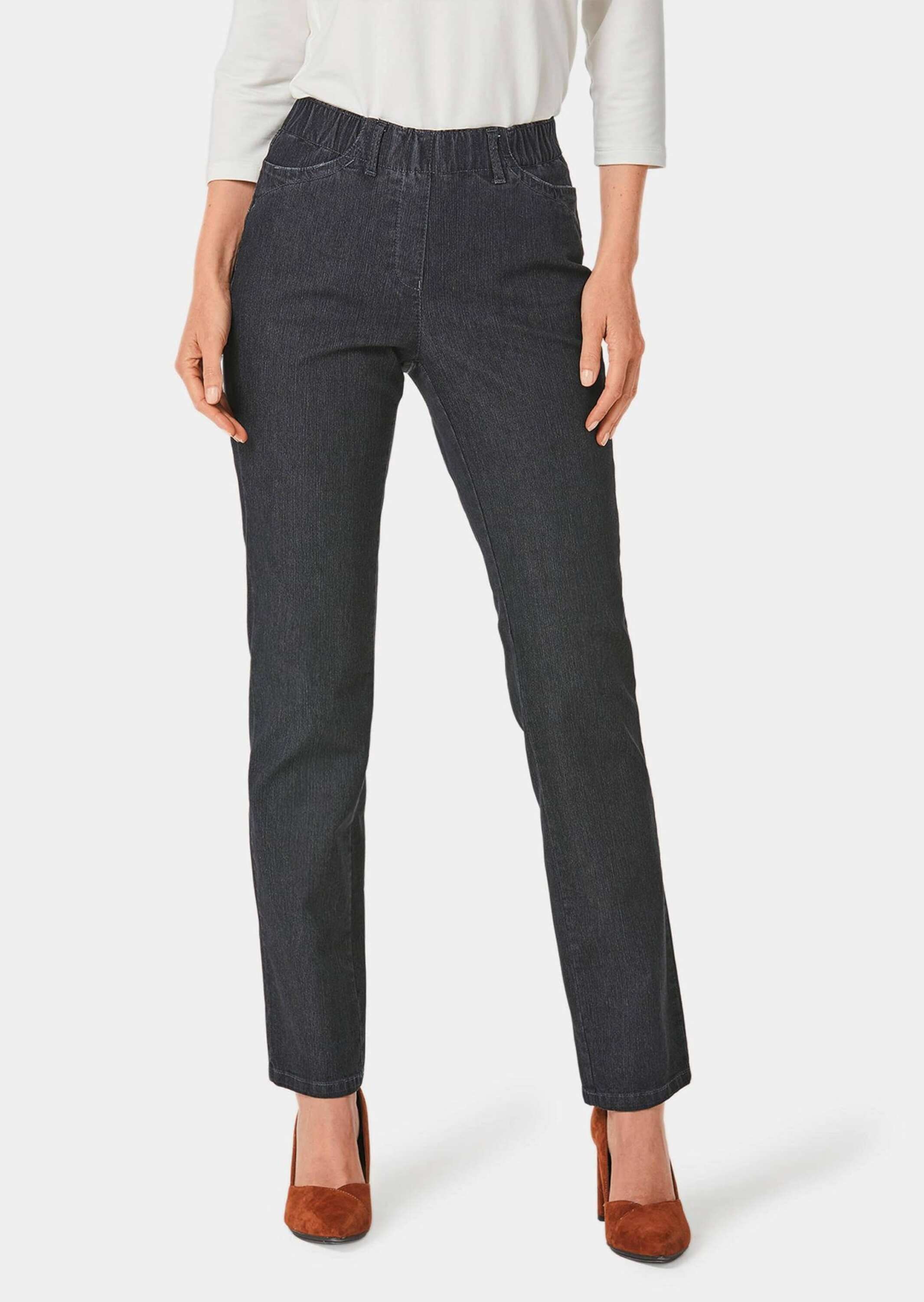 GOLDNER Regular-fit-Jeans »Kurzgröße Edel geschmückte Jeansschlupfhose LOUISA«