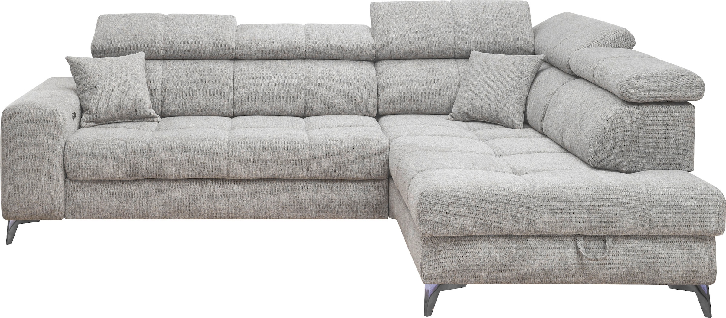 ED EXCITING DESIGN Ecksofa »Sydney L-Form«, mit Bettfunktion, Bettkasten, Kopfteilverstellung & 2 Zierkissen