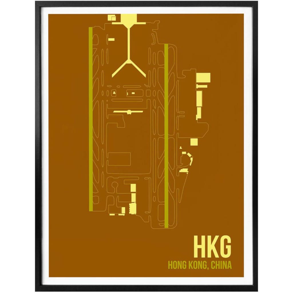 Wall-Art Poster »Wandbild HKG Grundriss Hong Kong«, Grundriss, (Set, 1 St.)