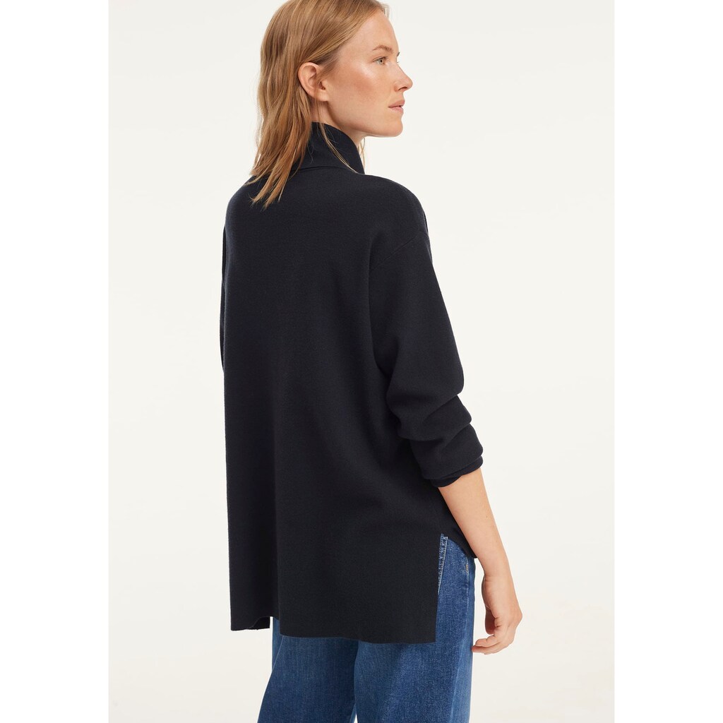 Damenmode Pullover OPUS Rollkragenpullover »Punar«, mit seitlichen Schlitzen marine Damenmode Pullover OPUS Rollkragenpullover »Punar«, mit seitlichen Schlitzen marine