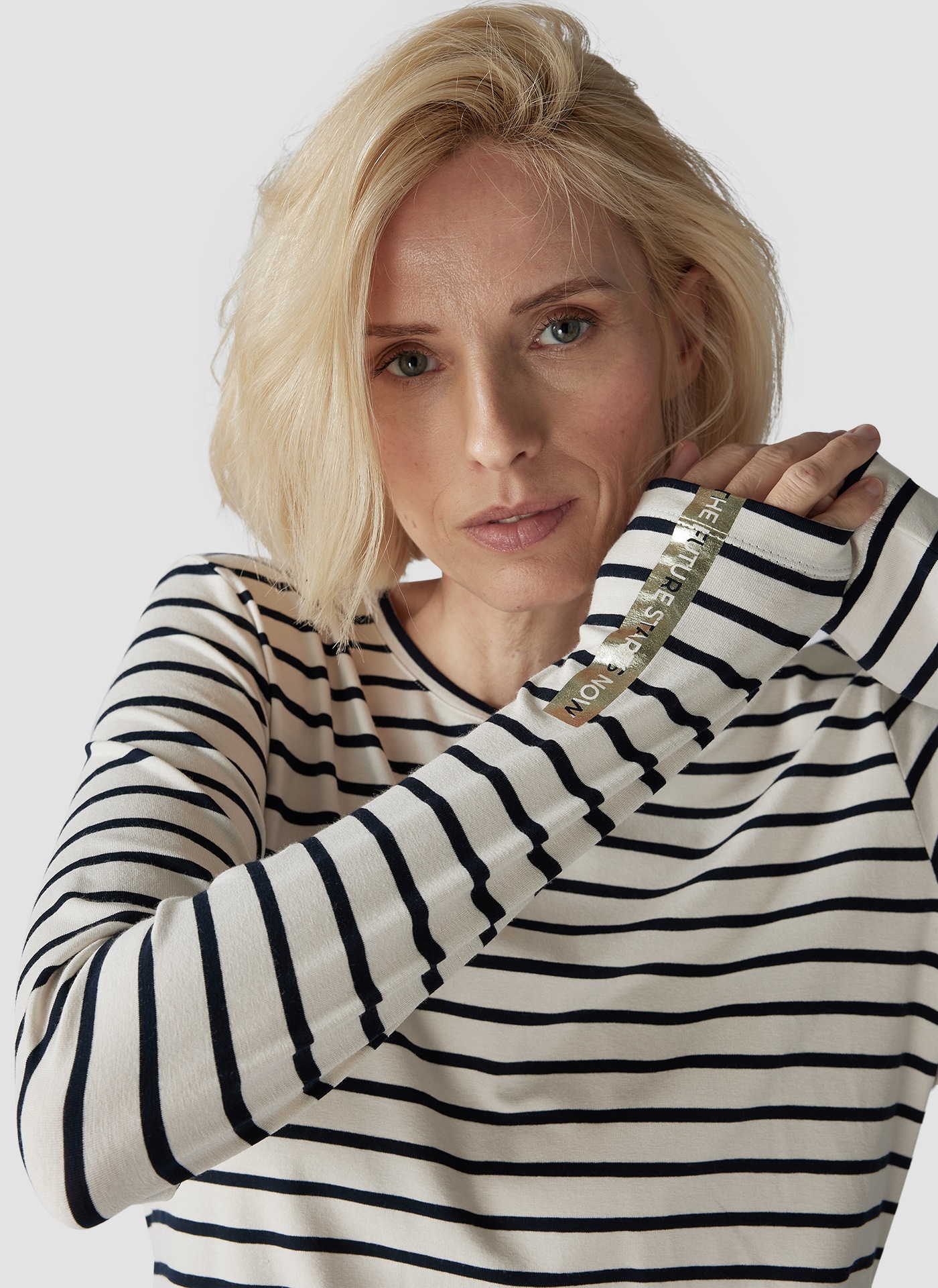 LeComte Print-Shirt »LeComte Gestreiftes Langarmshirt mit geschmückten Ärmeln«