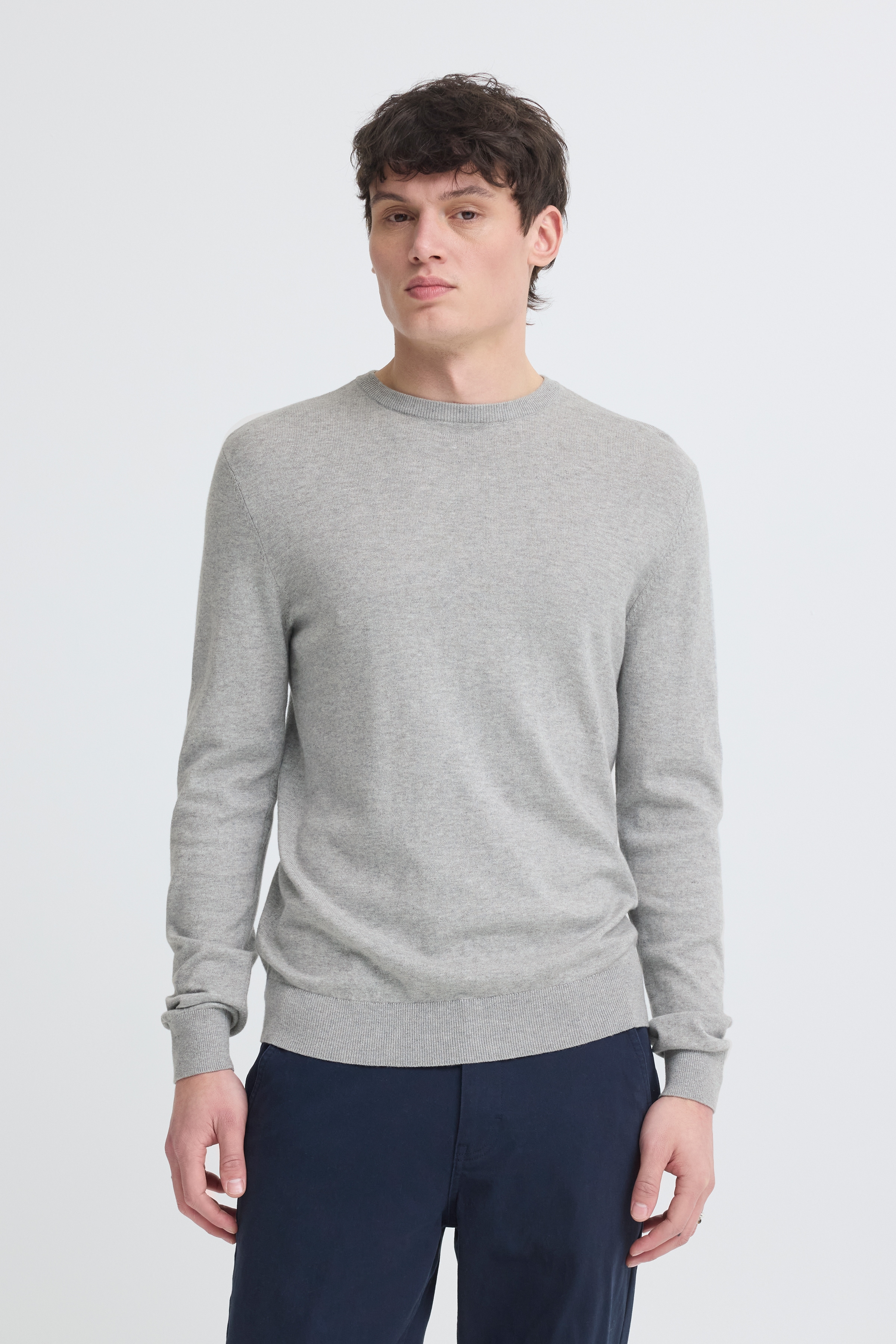 Blend Rundhalspullover "BHBAGGE CREW KNIT" Baumwollmischung, regular fit