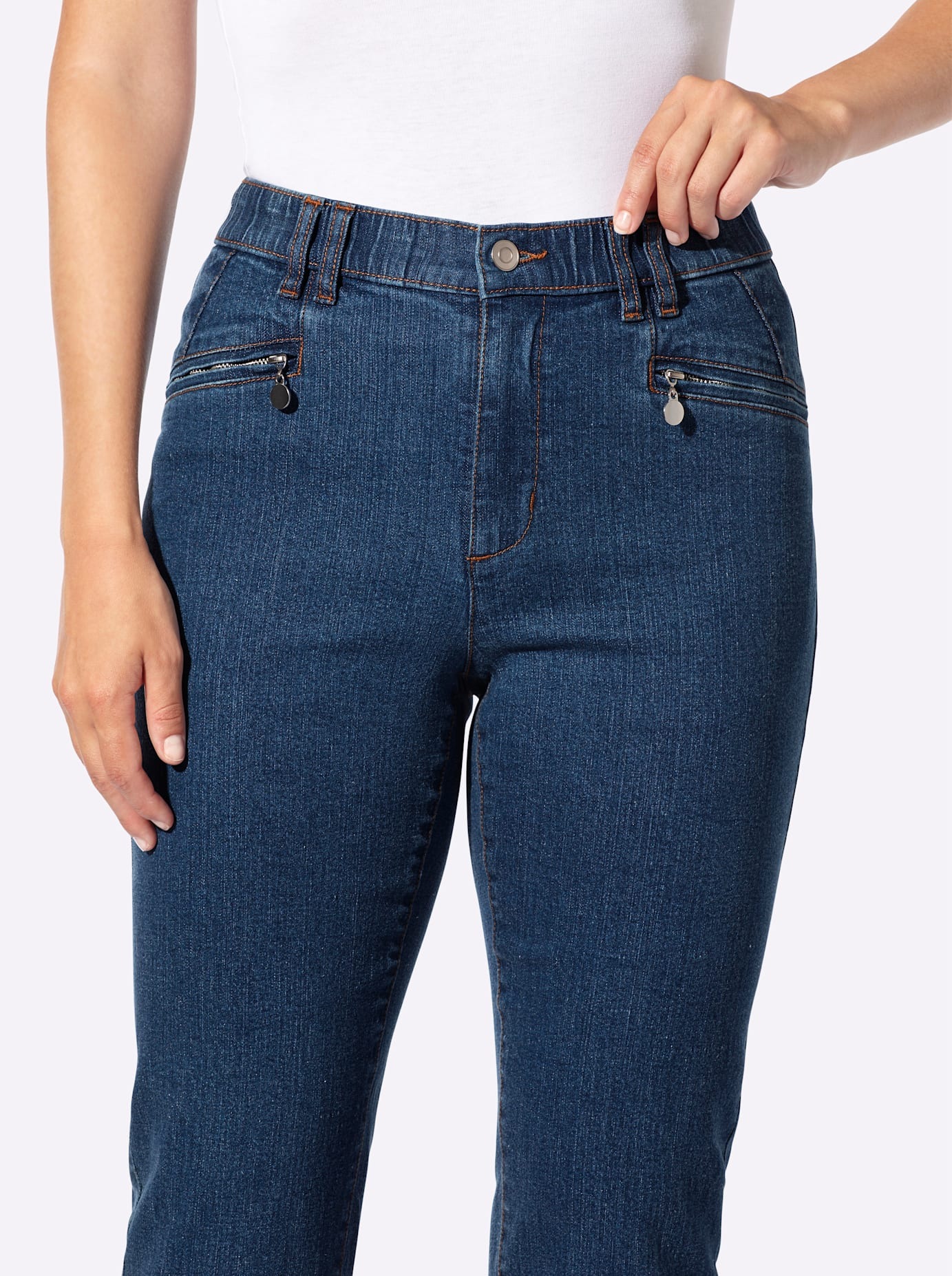 Bequeme Jeans CASUAL LOOKS, Damen, Gr. 24, Kurzgrößen, blau, stone, washed, 99% Baumwolle, 1% Elasthan, unifarben, lang, Jeans 3