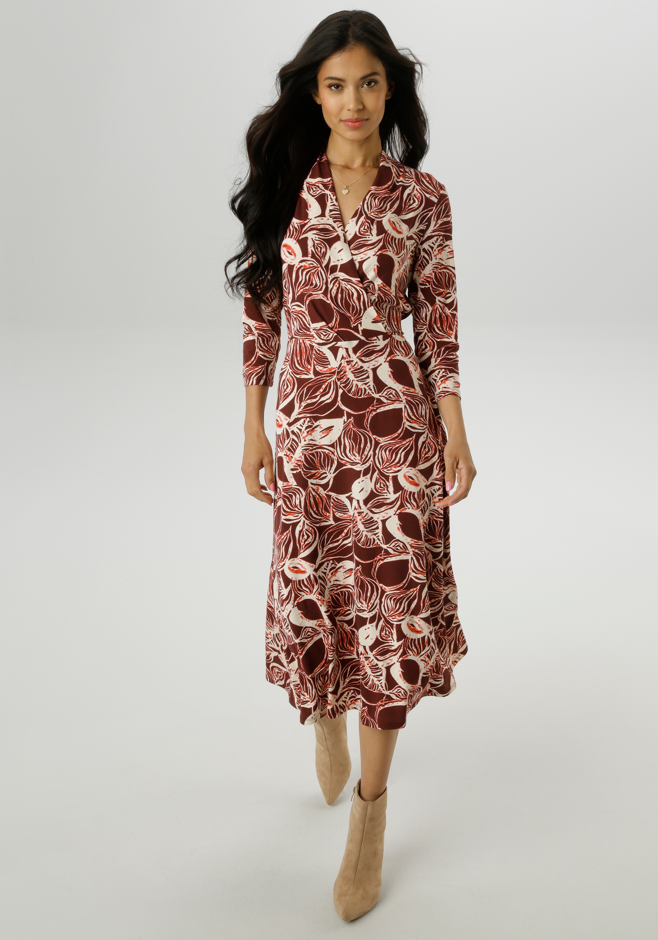 Aniston SELECTED Jerseykleid, mit V-Ausschnitt in Wickeloptik und Bindedetail - NEUE KOLLEKTION