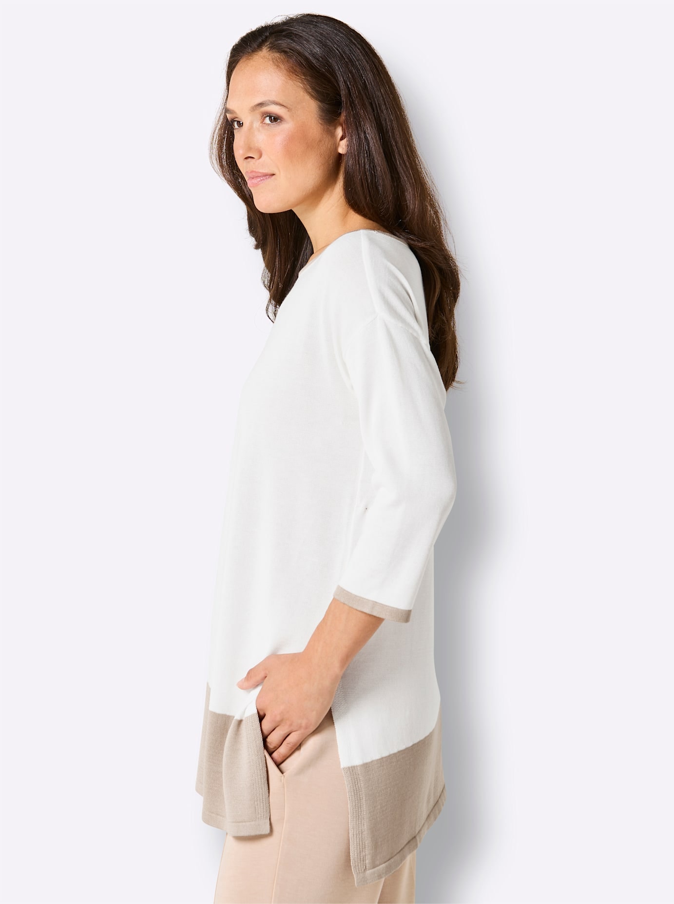 CREATION L PREMIUM 3/4 Arm-Pullover »Modal-Baumwoll-Longpullover«