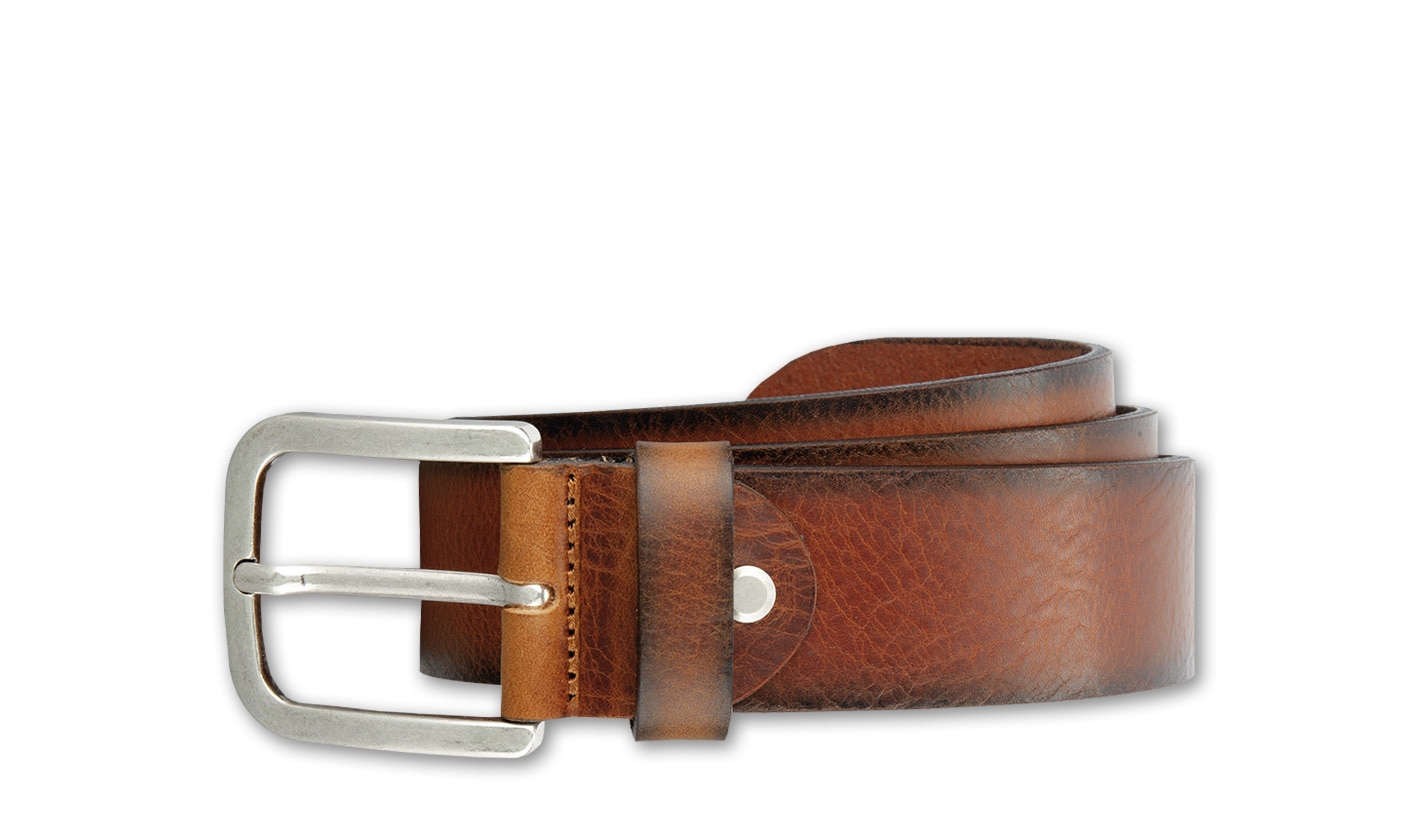 Ledergürtel BERND GÖTZ "Ledergürtel mit Airbrushkante", Herren, Gr. 90, cognac, Rindsleder, Gürtel Ledergürtel