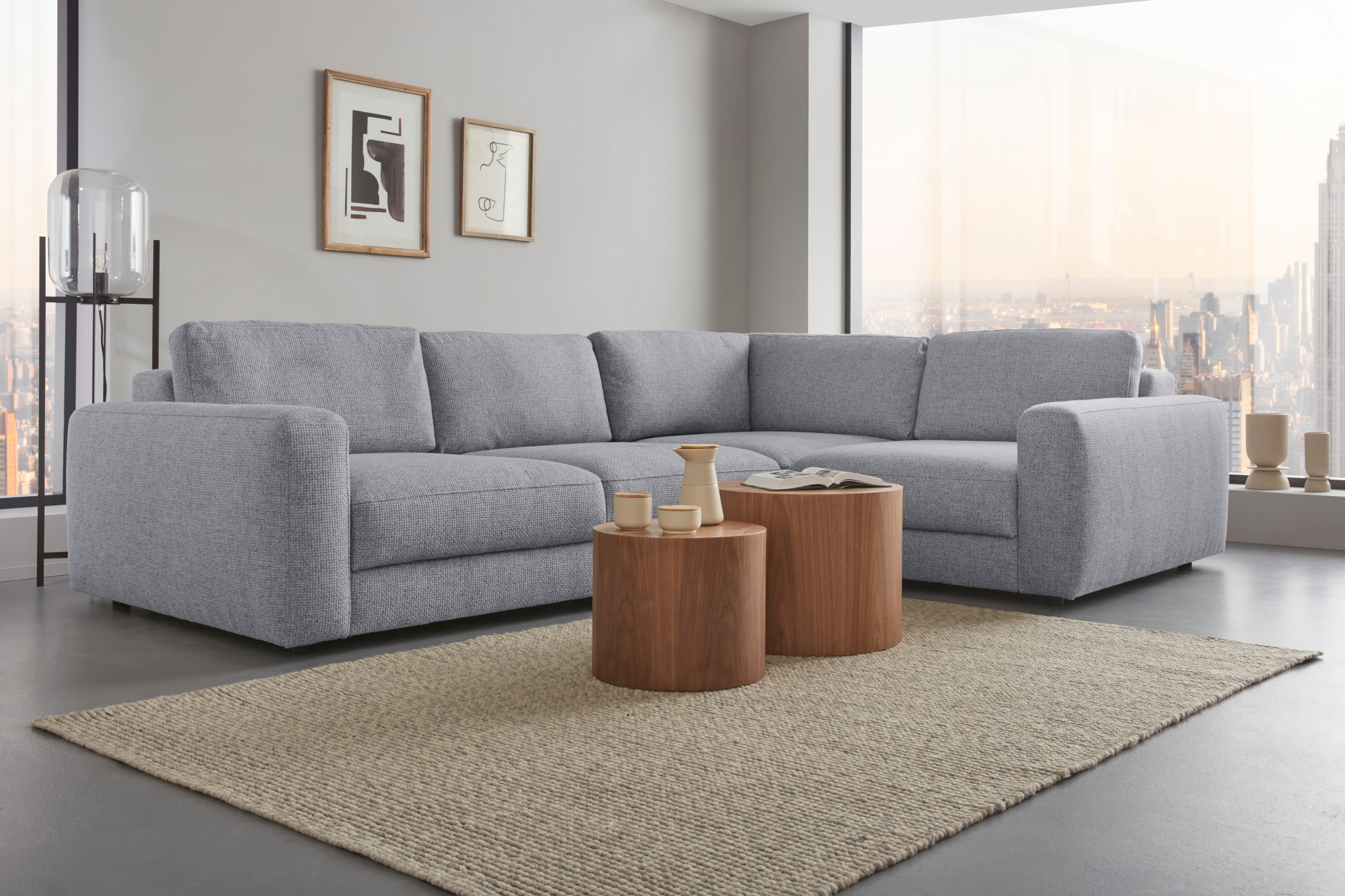 Home affaire Ecksofa "Bloomfield, Breite 304cm, Mega Polsterecke mit viel Platz, L-Form" extra tiefe Sitzfläche, wahlweise mit Sitztiefenverstellung