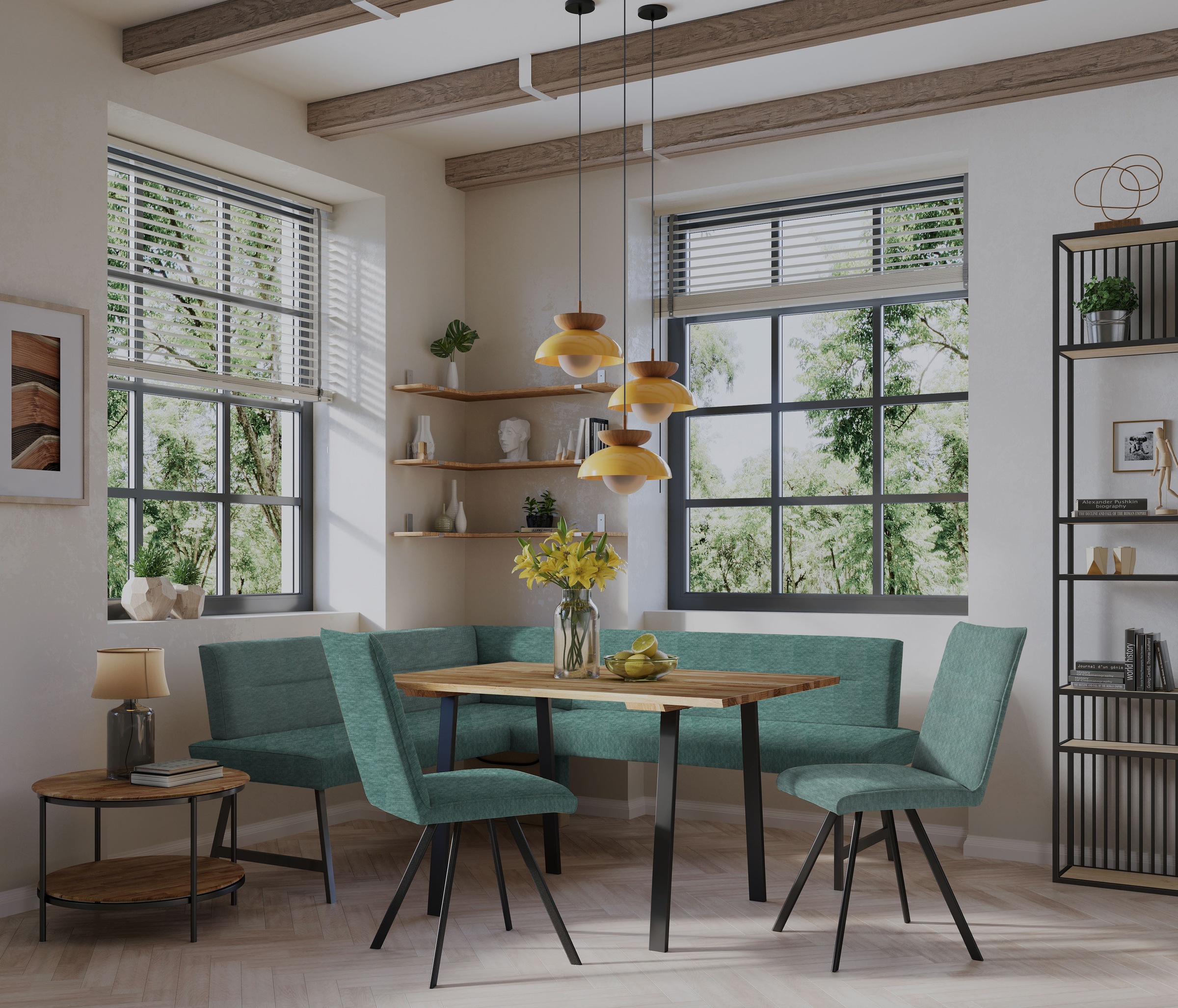 Home affaire Eckbankgruppe "Sava" Set, 4 Stk. tlg. Eckbank mit Wellenfederu günstig online kaufen