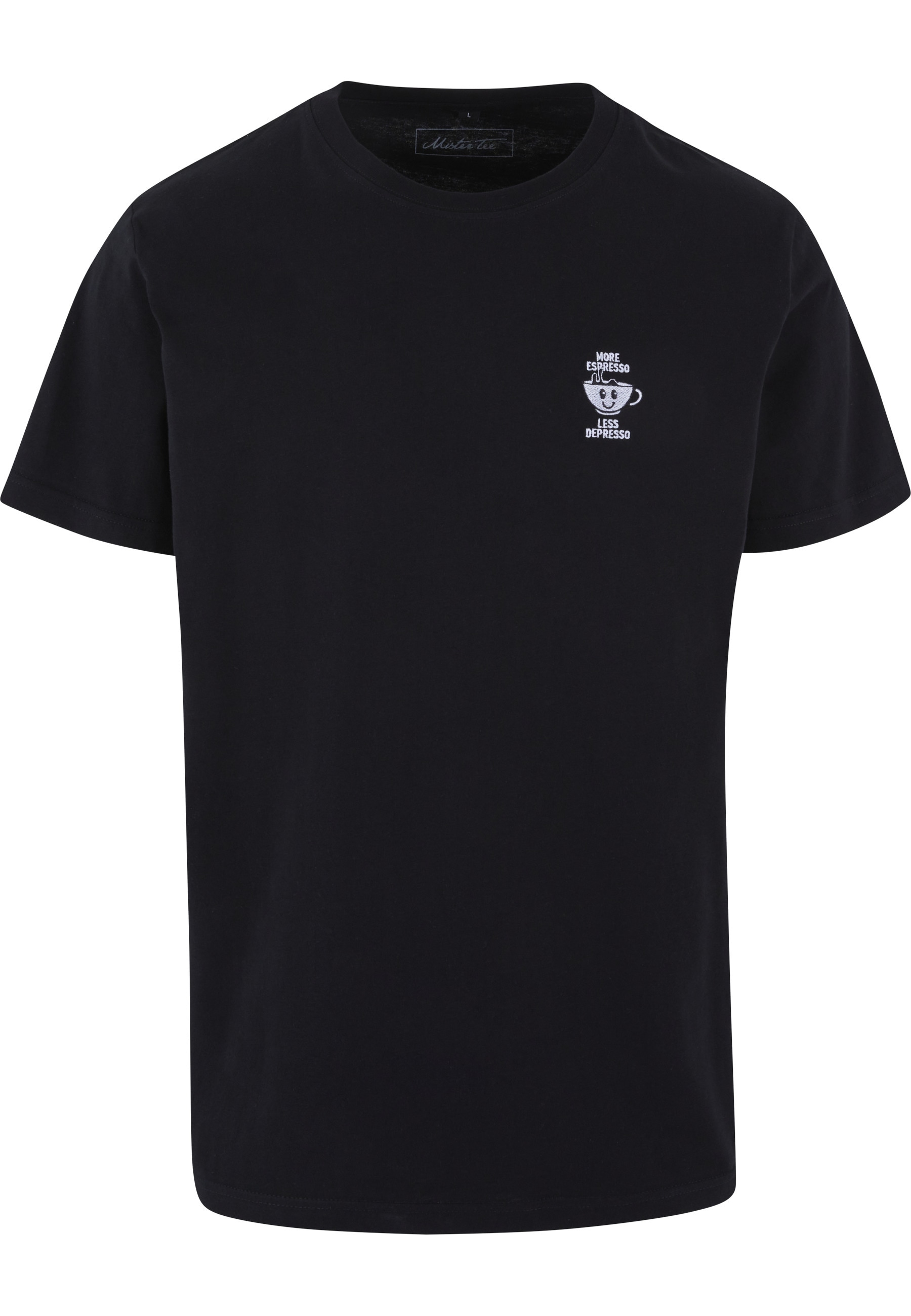 MisterTee T-Shirt "MisterTee Herren More Espresso Less Depresso Tee EMB" 1 Stk.