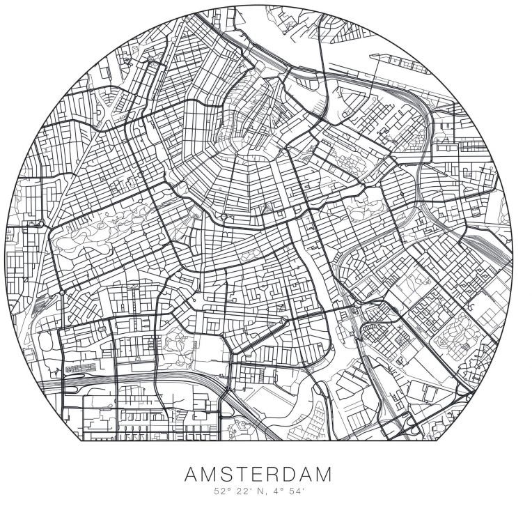 Wall-Art Wandtattoo »Stadtplan Amsterdam Tapete...