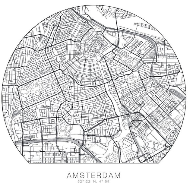 Wall-Art Wandtattoo »Stadtplan Amsterdam Tapete«, (1 St.) kaufen | BAUR